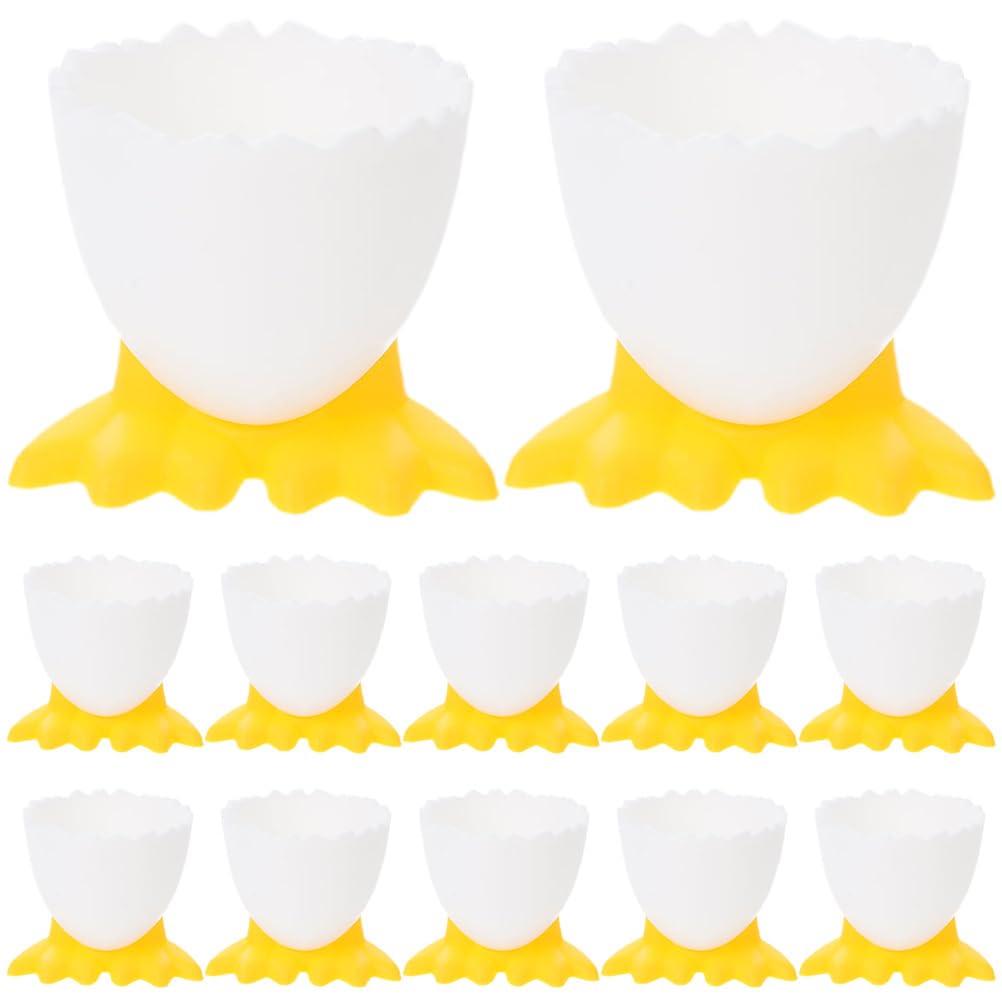 Bestoyard 12-Piece Plastic Egg Holder Set - Boiled Egg Cups, Easter Egg Display Stand, Chicken Feet Mold for Kids - Perfect for Breakfast, Party Serving & Easter Decorations