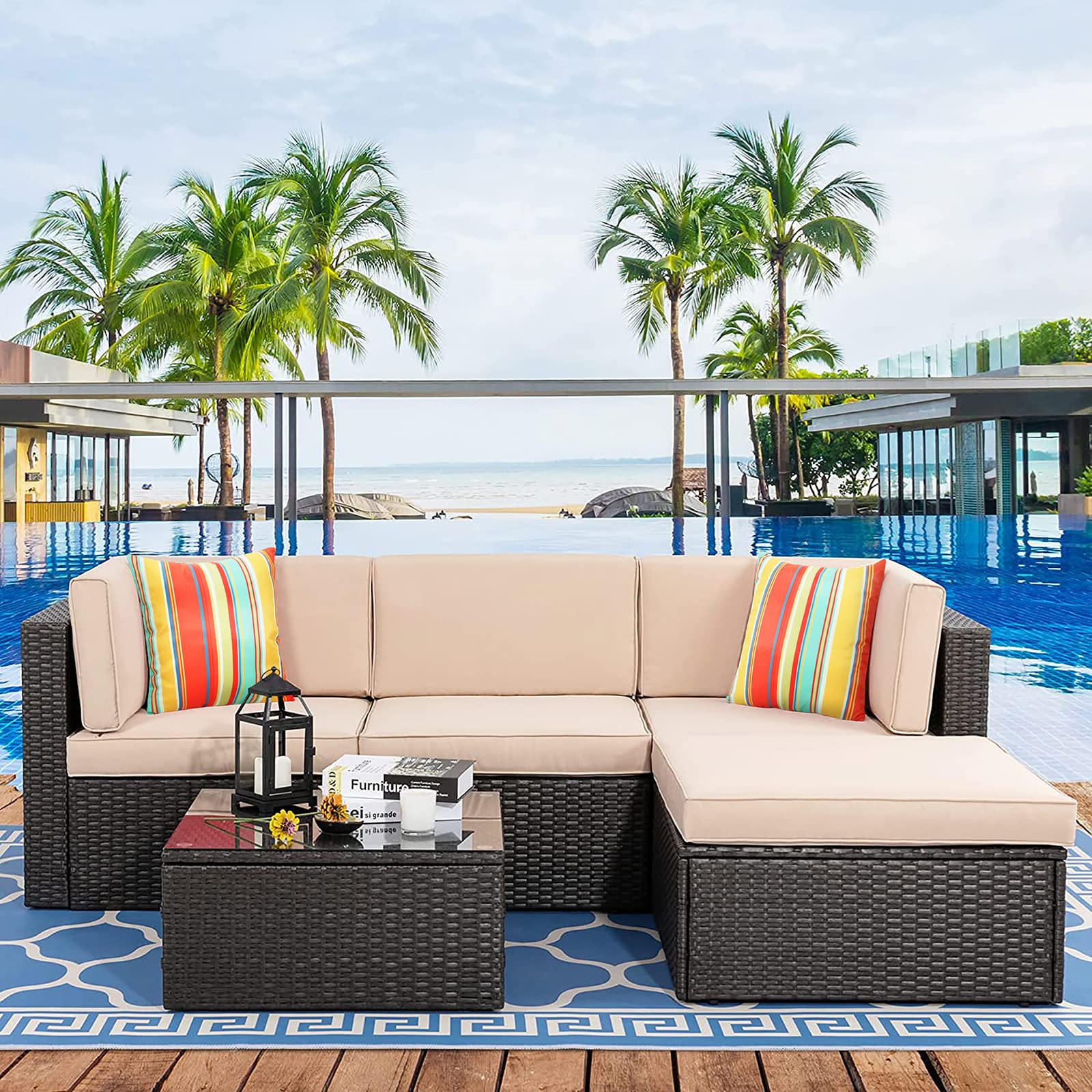 Waterproof Outdoor Pillow Covers Set of 2 - 20x20 Inch Decorative Square Beach Pillow Cases for Patio, Porch, Garden Furniture, Tent & Couch - Red Stripe Design (Perfect for Poolside Lounging, Camping & Coastal Home Decor)