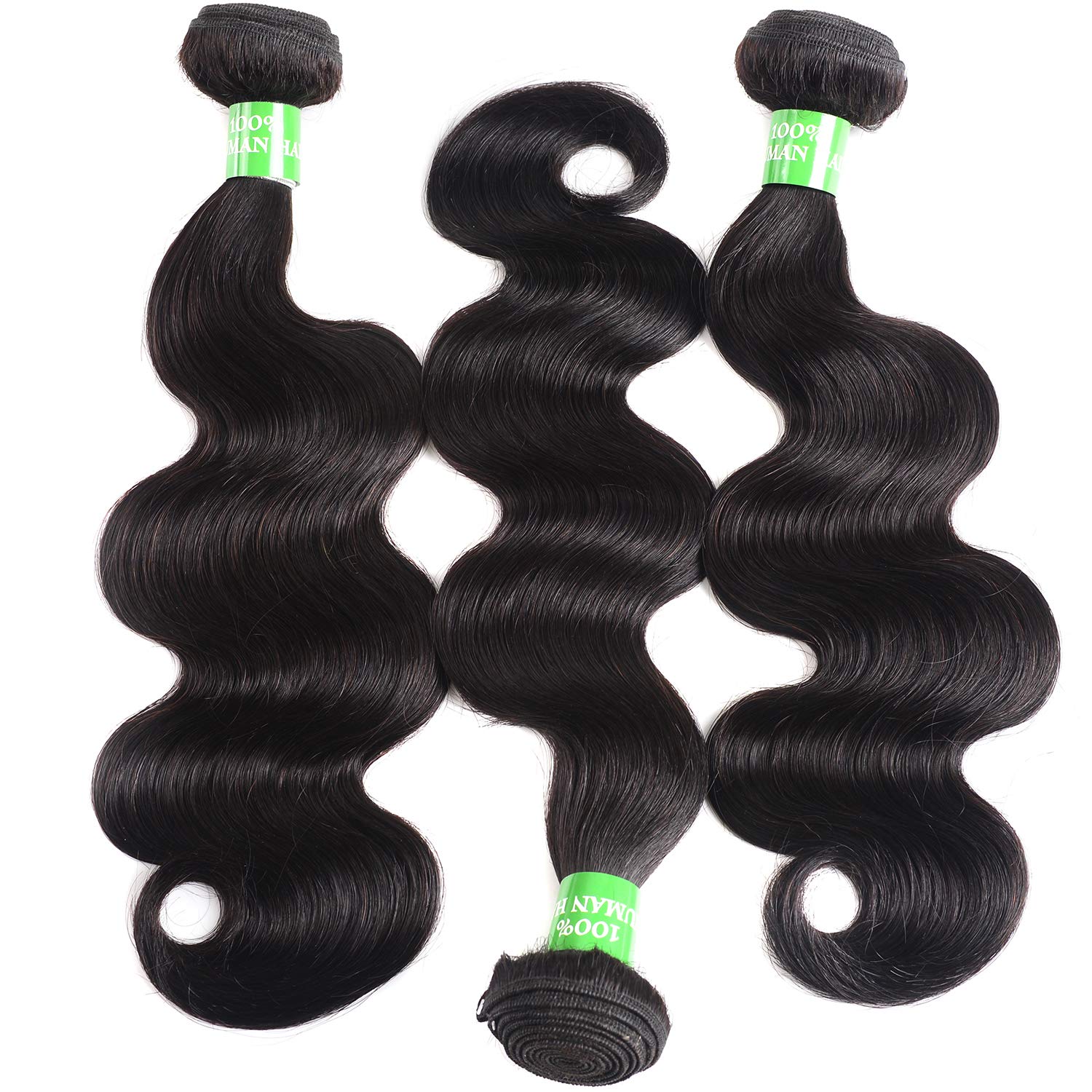 Brazilian Human Hair Body Wave Bundles with Lace Closure (14 16 18 20 Inch) - Unprocessed 100% Virgin Hair Extensions for Black Women - Perfect for Daily Styling, Weaves & Protective Hairstyles