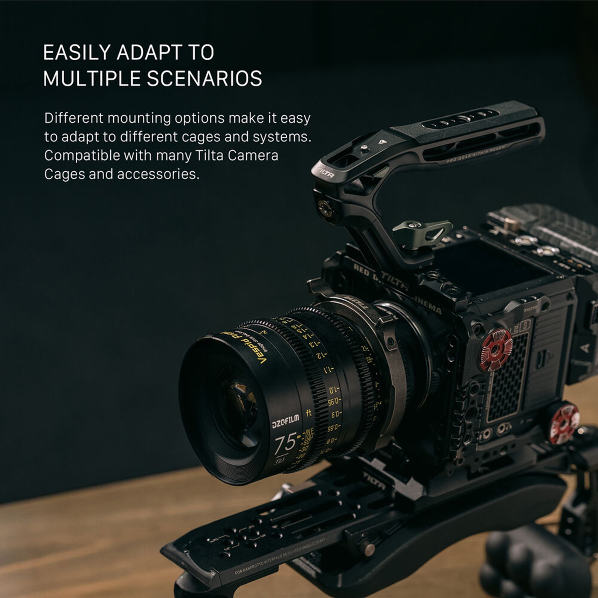 Tilta Xeno Top Handle with NATO Clamp - Black | Camera Rig Handle for DSLR & Mirrorless Cameras | Perfect for Filmmaking, Vlogging & Photography