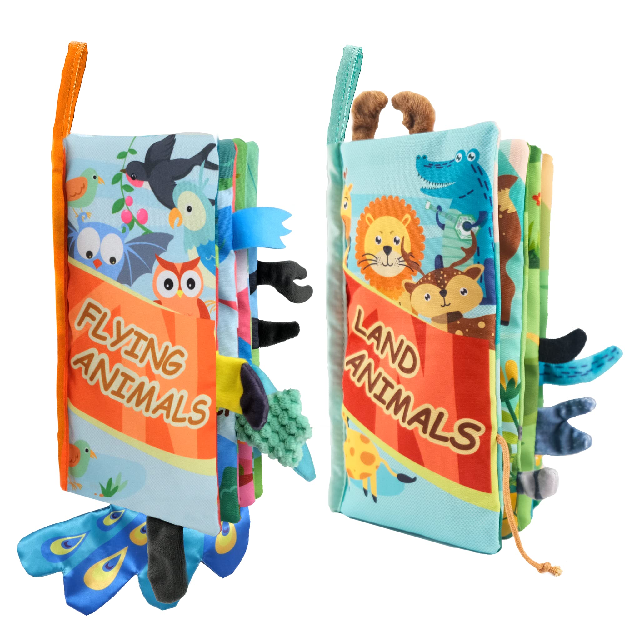 Richgv Soft Crinkle Baby Books - Sensory Toys for 0-12 Months, Jungle & Flying Animals - Perfect for Travel & Gifts