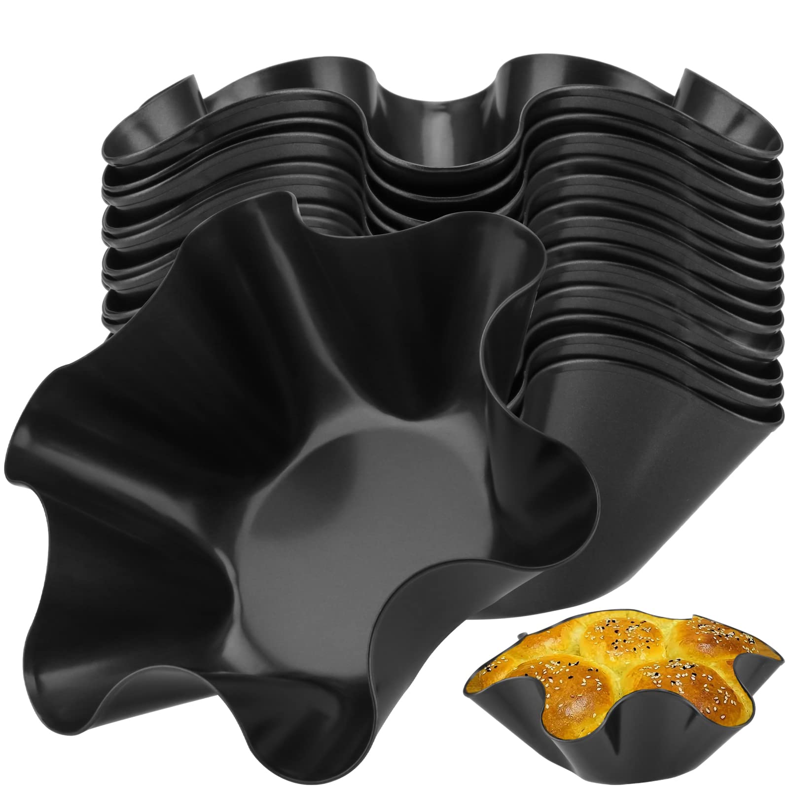 JEUIHAU 14-Piece 7-Inch Tortilla Bowl Maker Set - Taco Salad Shell Mold & Petal-Shaped Tortilla Pans - Perfect for Making Taco Bowls, Salads, Dips & Party Snacks - Ideal for Mexican Cuisine, Family Gatherings & Restaurant Use - Black