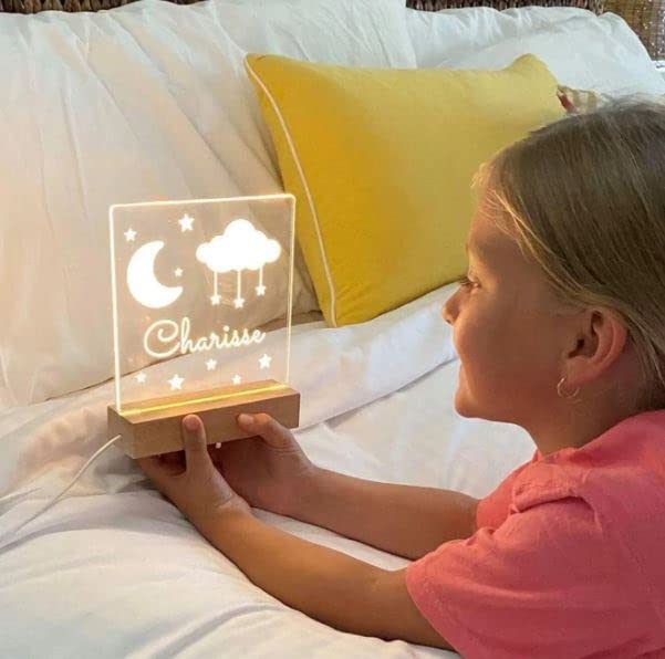 Kixre 3D Acrylic LED Night Light with Wood Base - Illusion Table Lamp for Bedroom, Kids Room & Home Decor - Perfect Night Light for Nursery, Gift & Relaxation
