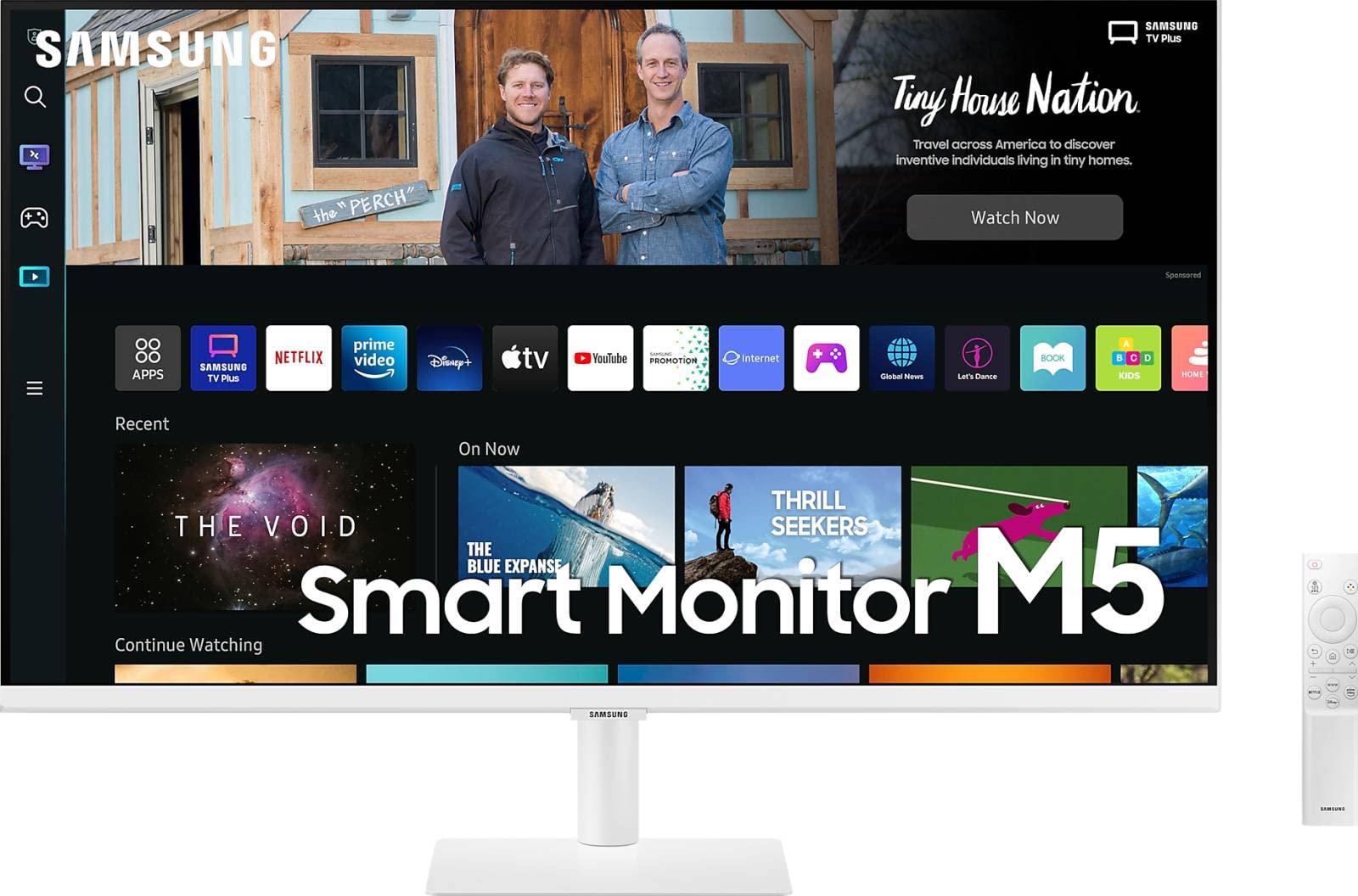 Samsung 32-inch White Flat Smart Monitor M5 FHD with Remote & Speaker - LS32BM501EMXUE | Perfect for Home Office, Gaming & Streaming
