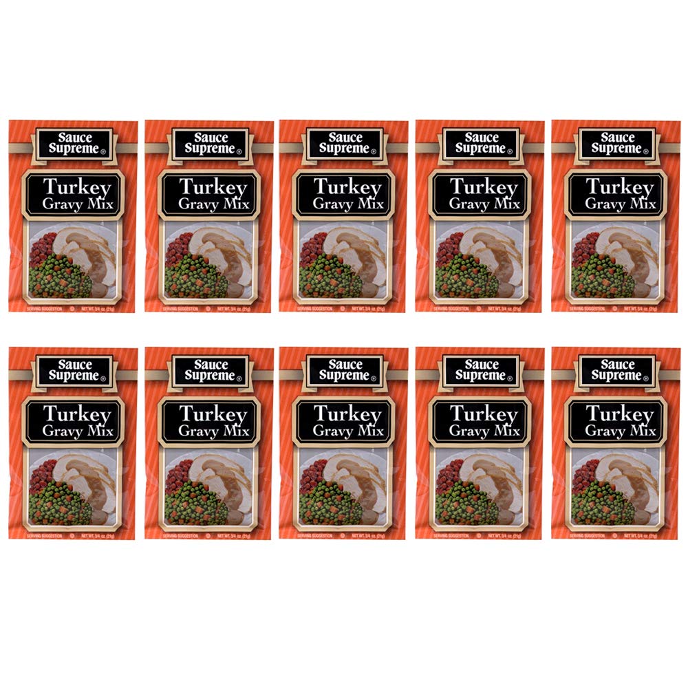 10 Pack Supreme Turkey Gravy Mix Seasoning - Easy Thanksgiving Dinner Gravy Powder for Roast Turkey, Mashed Potatoes & Holiday Meals - Perfect for Family Gatherings & Special Occasions