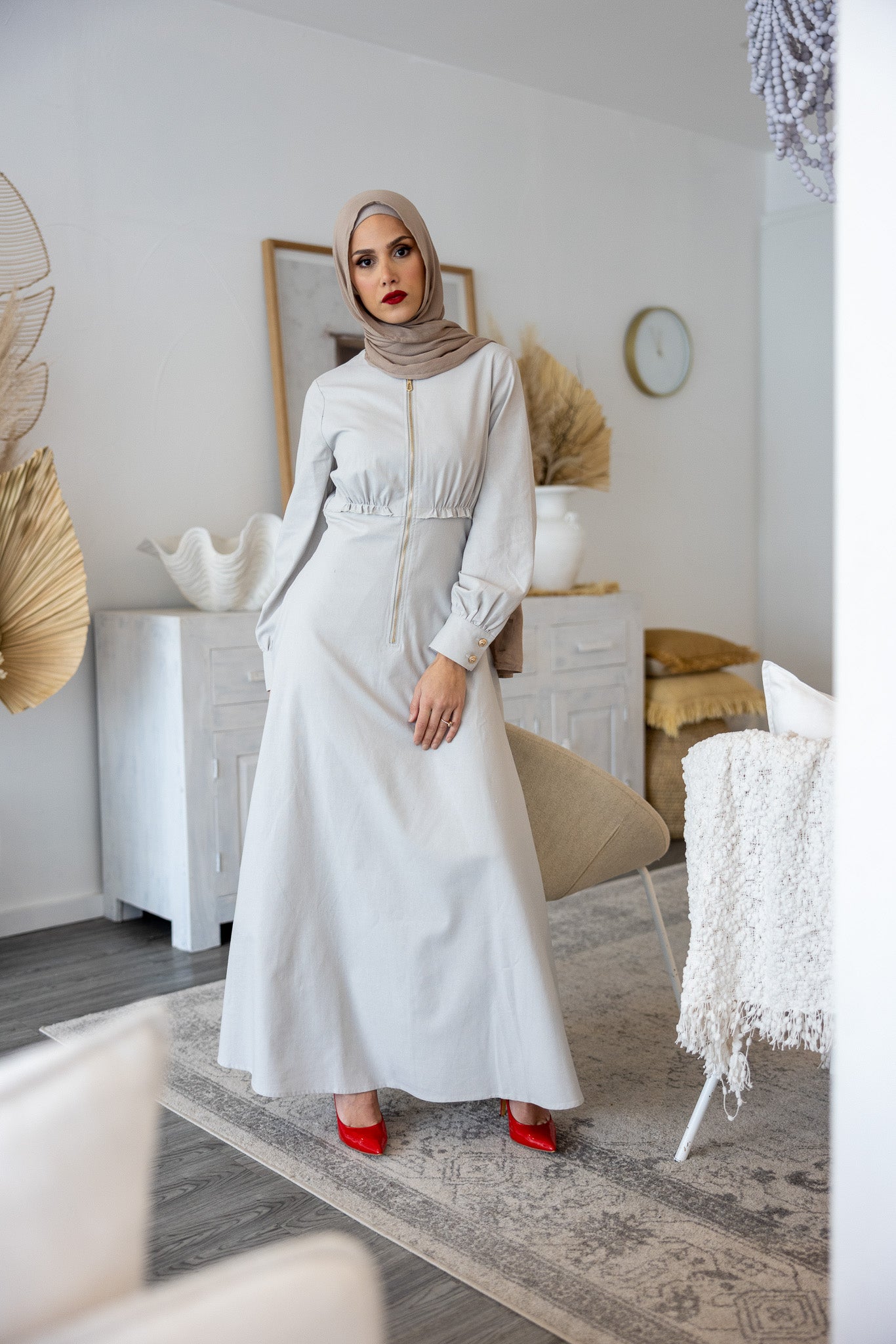 Crescent Oakley Zip Maxi Dress for Women - Elegant Long Sleeve Bodycon Dress for Evening Parties, Date Nights & Special Occasions