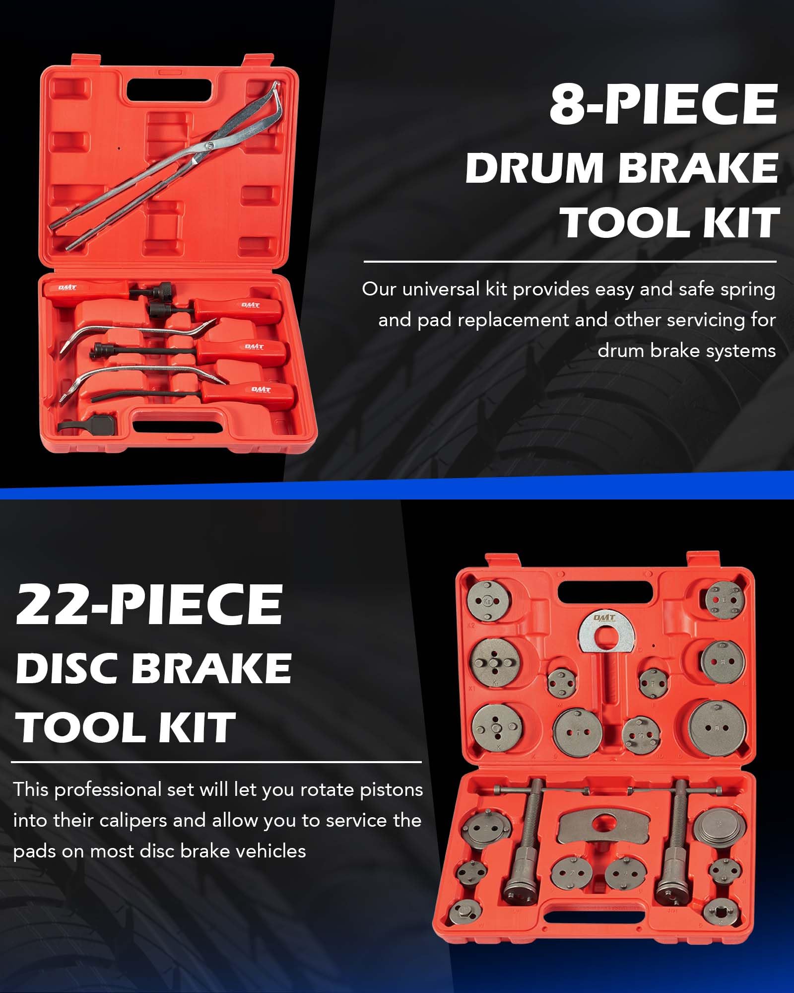 Orion Motor Tech 32-Piece Dual Brake Tool Kit - 2-in-1 Caliper Compression & Drum Brake Tool Set with Spring Compressor Pliers for Professional Automotive Brake Service & DIY Repairs | Perfect for Car, Truck, SUV Brake Maintenance & Installation