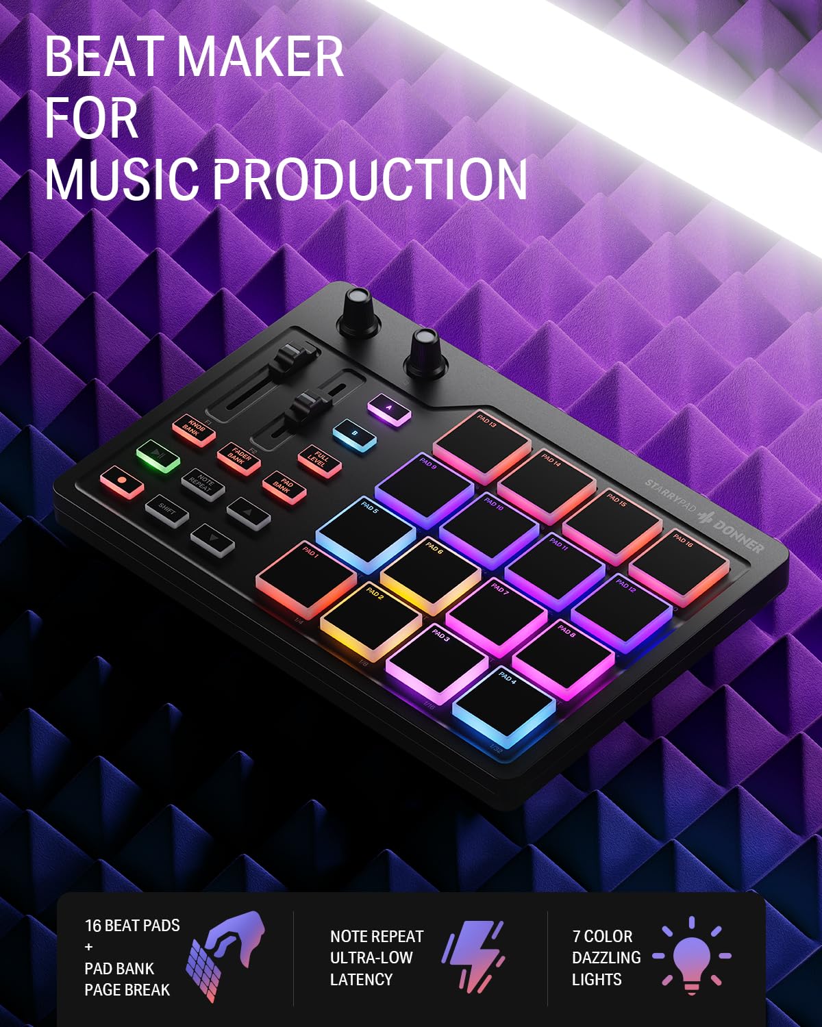 Donner N-25 USB MIDI Keyboard Controller with 25 Keys & 8 Pad Bundle - Perfect for Music Production, Beat Making & Home Studio Recording