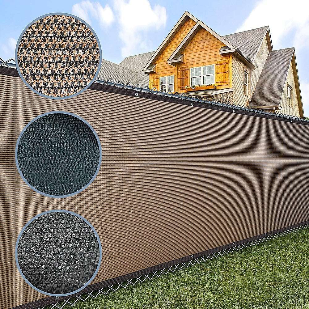 15m x 2m Premium Fence Windscreen Privacy Screen - Durable Coffee Fabric Mesh Shade Cover for Garden, Patio, and Outdoor Privacy Protection - Perfect for Backyard, Poolside, and Sports Court Enclosures