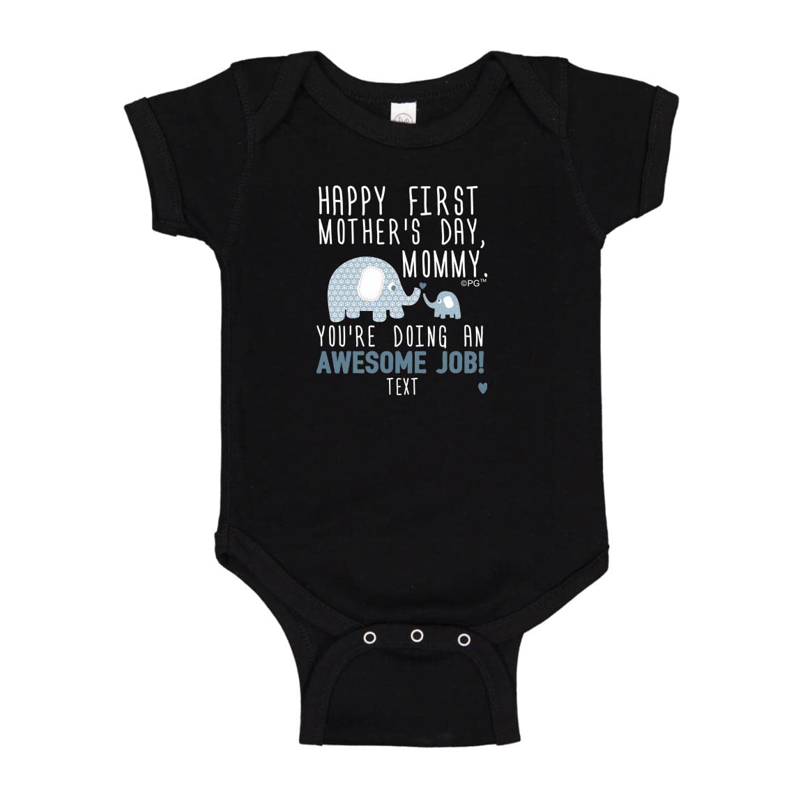 Personalized Baby Blue Elephant Bodysuit - Cute First Mother's Day Gift for New Moms - Perfect for Photo Shoots, Baby Showers & Special Occasions