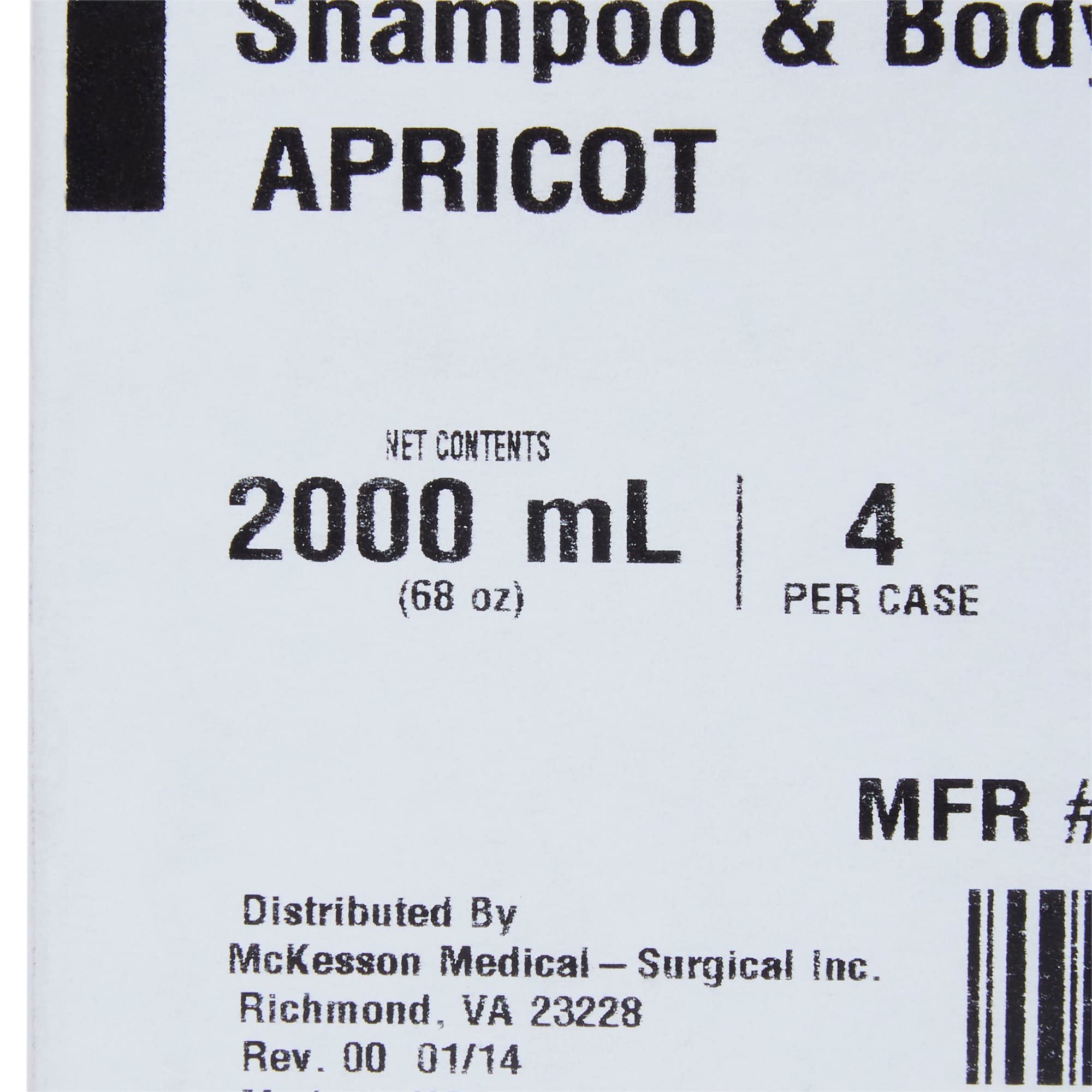 McKesson Apricot Scented Body Wash and Shampoo Refill Bag - 2000 mL (4 Pack) | Gentle Cleansing for Sensitive Skin, Ideal for Hospitals, Nursing Homes & Home Care Use