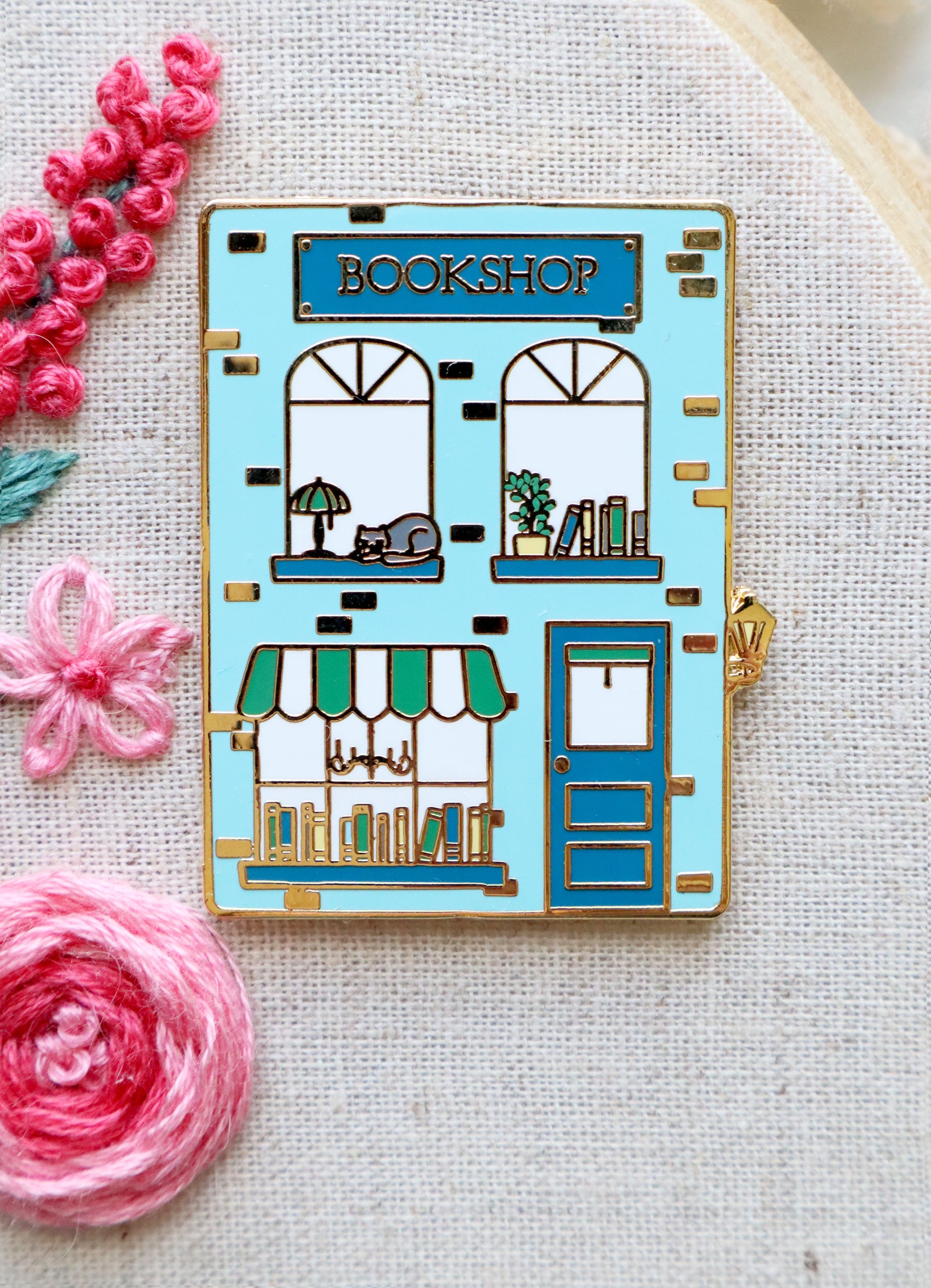 Main Street Needle Minder Bookshop - Magnetic Needle Holder for Cross Stitch & Embroidery - Perfect for Crafting, Sewing Projects & Book Lovers