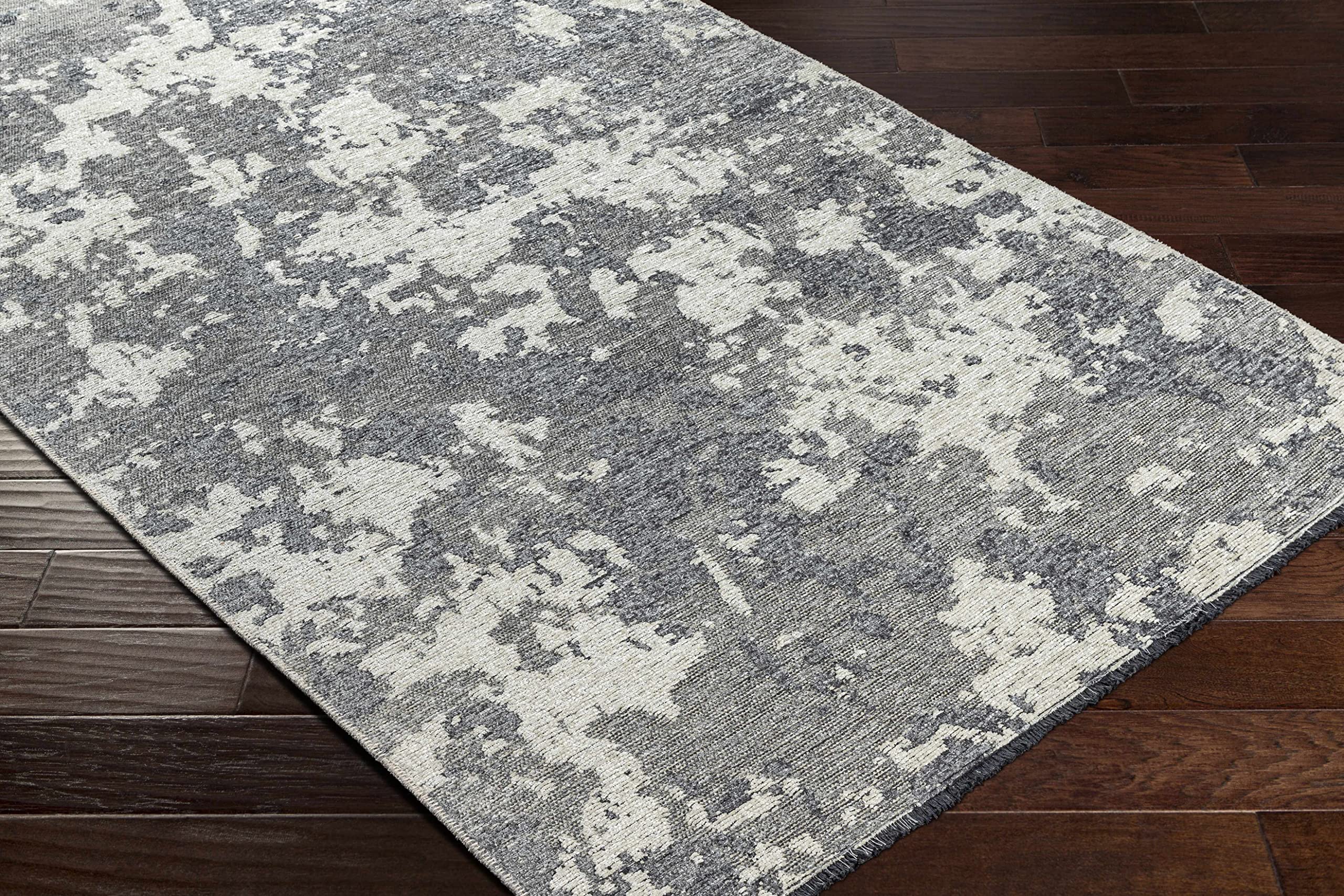 Hauteloom Bimo Modern Area Rug for Living Room & Bedroom - Soft Gray, Beige, Blue - 3'9