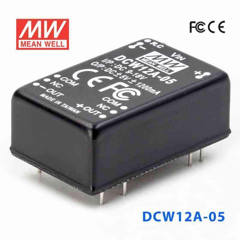 Mean Well DCW12A-05 12W DC-DC Converter - 9~18V Input to ±5V Output - Power Supply for Industrial Automation, Medical Equipment & Telecom Devices