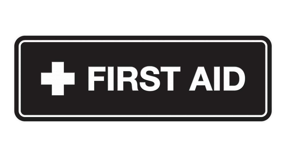 ByLITA Standard First Aid Sign - Large 8x10 Inch Black Safety Sign for Workplace, Hospitals & Emergency Rooms - OSHA Compliant First Aid Station Identification