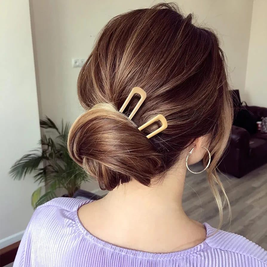 INHEAVEN 2-Pack Vintage U-Shaped Hair Sticks | Metal Bun Pins for Women & Girls | Wedding, Bridal & Everyday Hairstyle Accessories | Secure Updos, Chignons & Buns