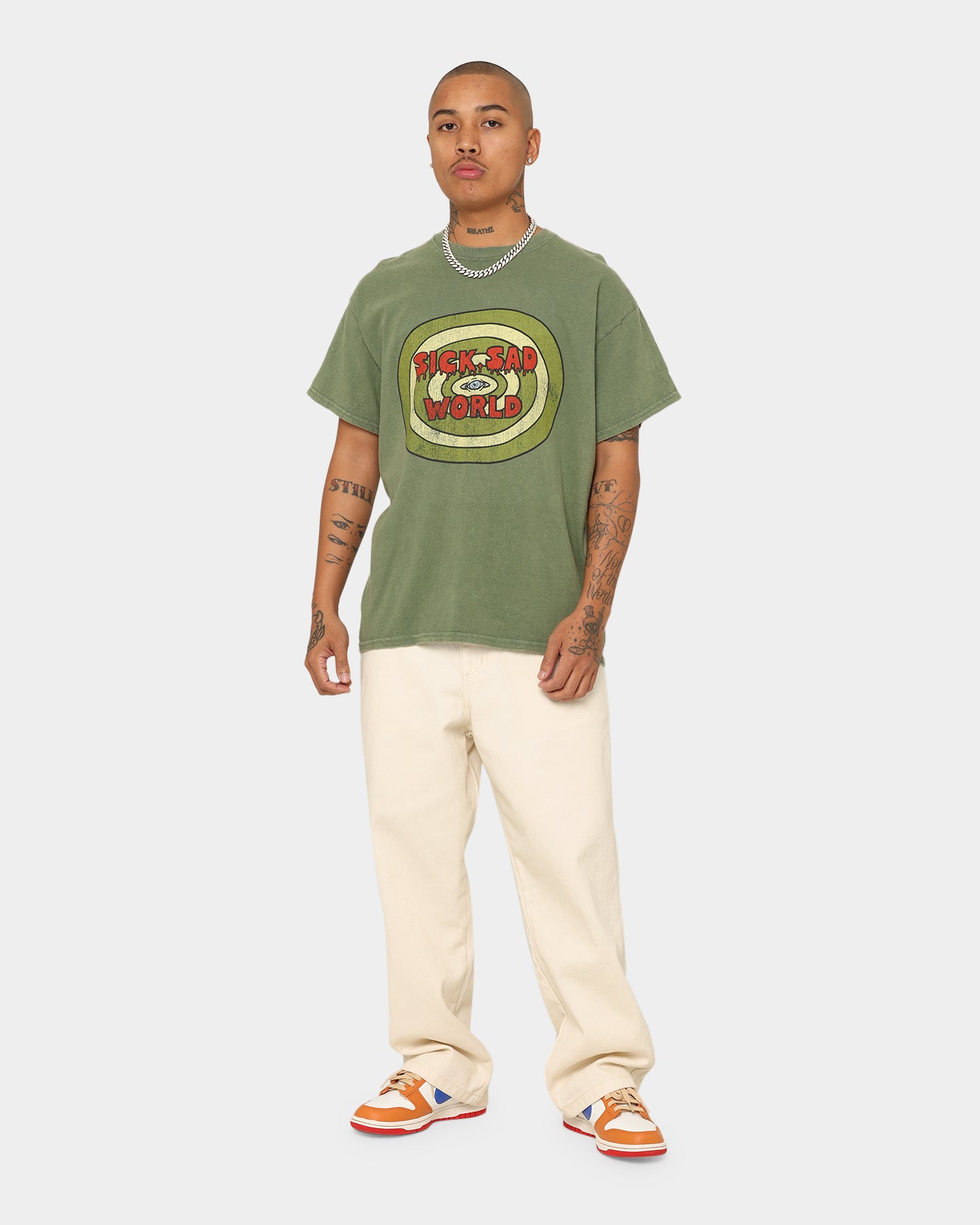 American Thrift X Daria Sick Sad World Graphic T-Shirt - Vintage Military Style Tee for Casual Wear & 90s Nostalgia Fashion