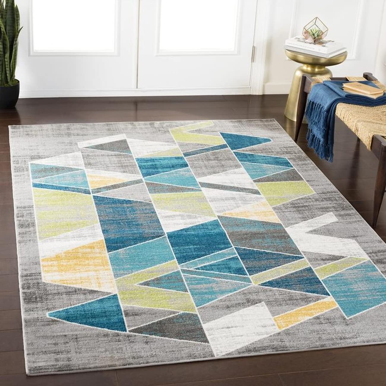Mark&Day 5x7 Modern Teal Area Rug - Soft Blue Grey Carpet for Living Room, Bedroom, Kitchen - Non-Slip & Easy to Clean - Perfect for Home Decor & High Traffic Areas (5'3