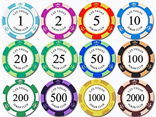 Premium Casino Clay Poker Chips Set - 100 Chips (20 of 5 Denominations) for Texas Hold'em, Baccarat & Card Games | Perfect for Home Game Nights, Casino Parties & Poker Tournaments