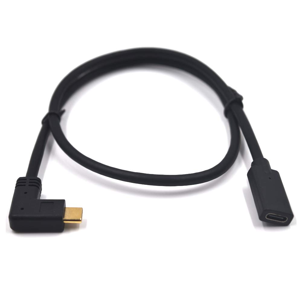 2FT USB 3.1 Type C Extension Cable - 10Gbps High Speed, 4K@60Hz Video, Sync Charging & Data Transfer - Gold-Plated Male to Female Extender (Left & Right Angle) - Perfect for Monitors, Laptops, Smartphones & Gaming Setup Accessories