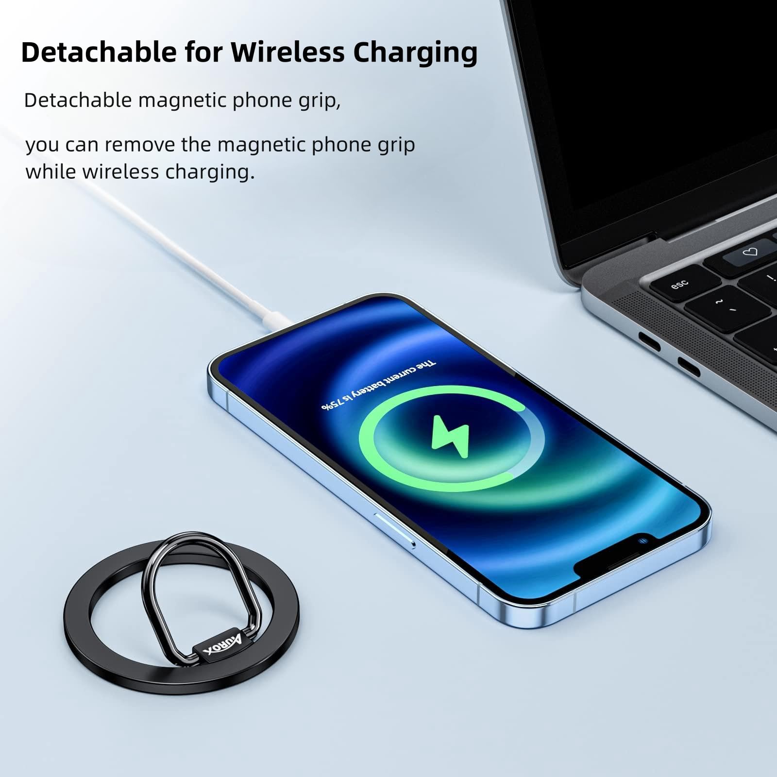 AUROX Magnetic Phone Ring Holder - Adjustable Magsafe Grip & Kickstand for iPhone 16/15/14/13/12 Series - Pink | Secure Phone Mount for Car, Desk & Travel Use