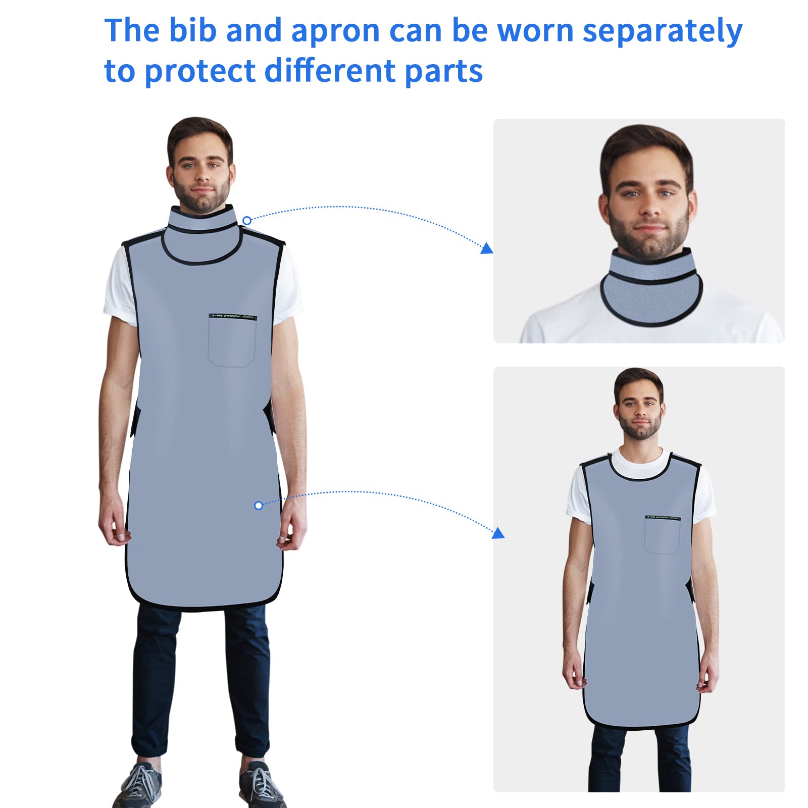 ANNWAH 0.5mmPb X-ray Protective Lead Apron with Thyroid Collar - Lightweight Radiation Shield for Dentists, Hospitals, Labs & Nursing Homes | Ideal for Medical Imaging, Radiology & Dental X-ray Procedures