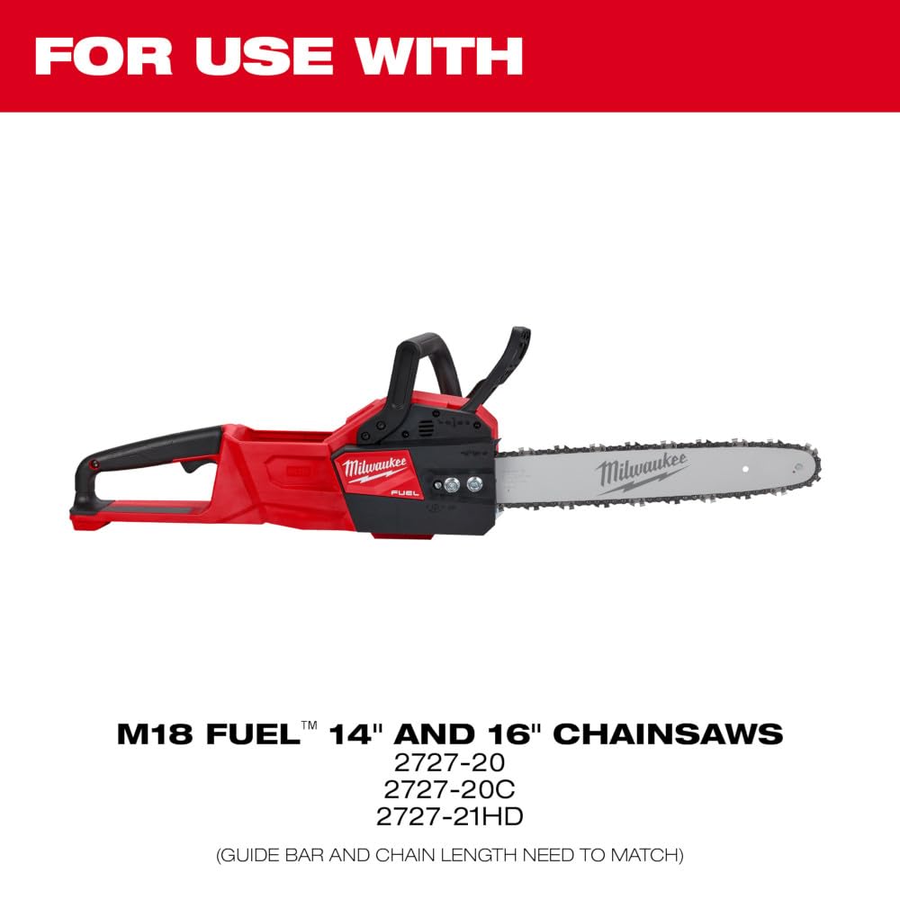 Milwaukee 48-09-3001 16-Inch Replacement Chainsaw Bar - Compatible with Milwaukee M18 Fuel Chainsaws - Perfect for Tree Trimming, Firewood Cutting & Landscaping