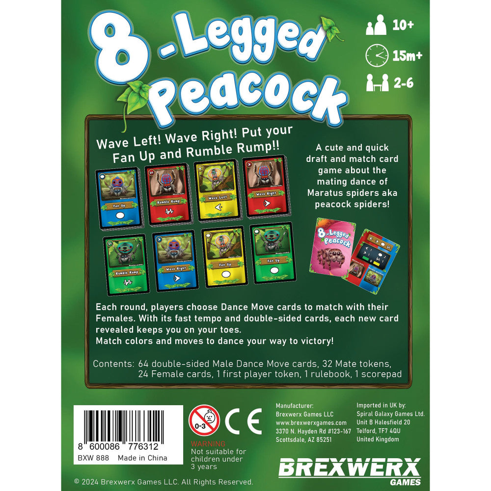 Brexwerx 8-Legged Peacock Card Game - Fun Drafting & Matching Game for Kids & Adults Ages 10+ - Perfect for Family Game Nights & Parties