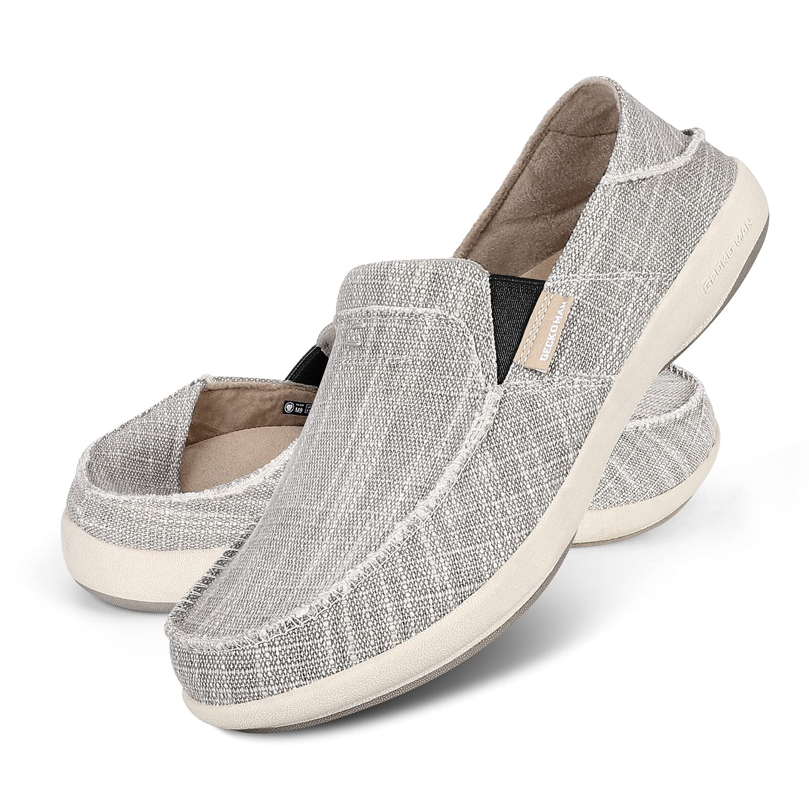 Men's Slip On Loafers with Arch Support - Orthopedic Canvas Shoes for Plantar Fasciitis Relief - Non-Slip Rubber Sole Casual Shoes for Work, Travel & Everyday Comfort