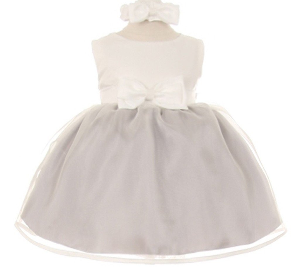 AkiDress Elegant Satin & Organza Bow Accent Dress for Baby Girls & Toddlers - Perfect for Birthday Parties, Photo Shoots & Special Occasions