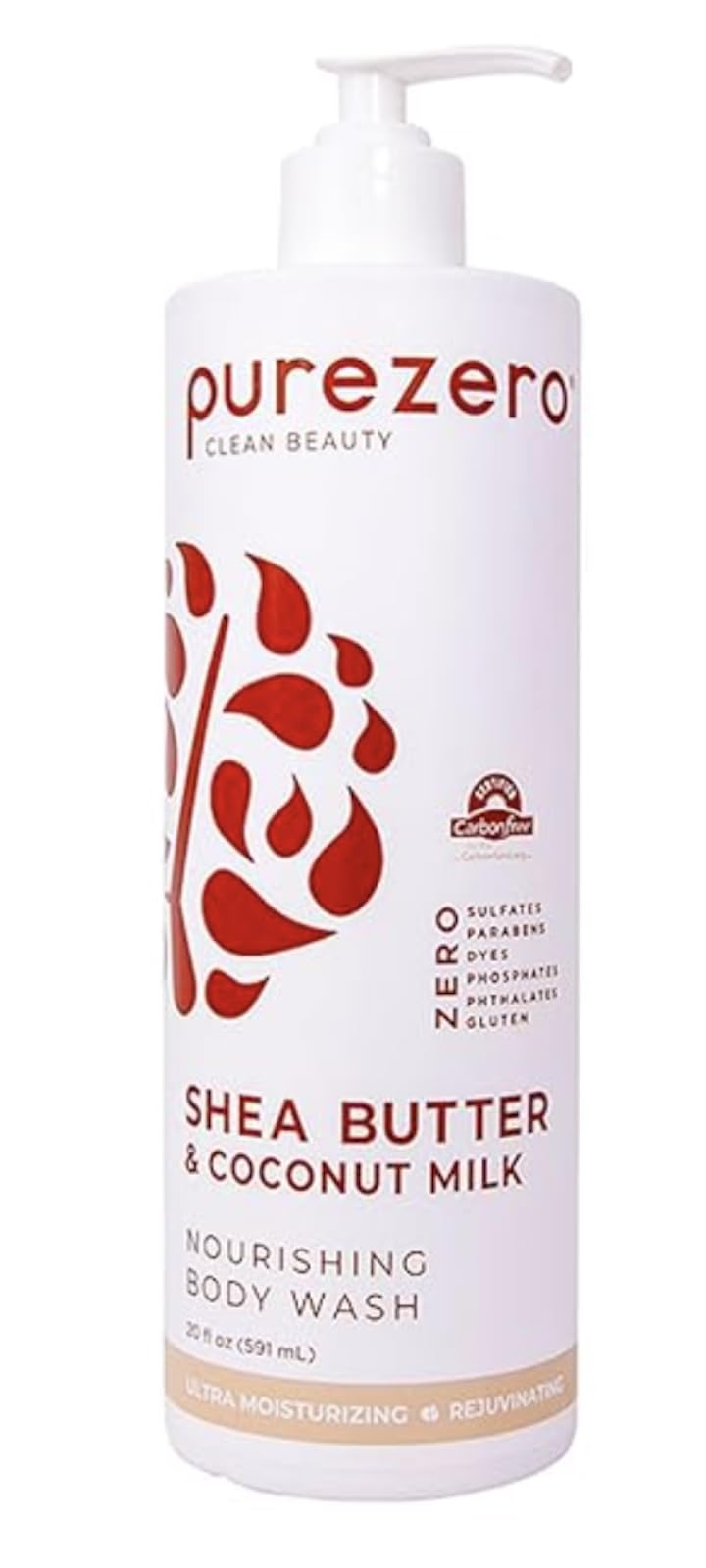 Purezero Shea Butter & Coconut Milk Body Wash - 20oz | Hydrating & Moisturizing for Soft, Smooth Skin | Sulfate-Free, Paraben-Free | Perfect for Dry Skin & Daily Shower Routine