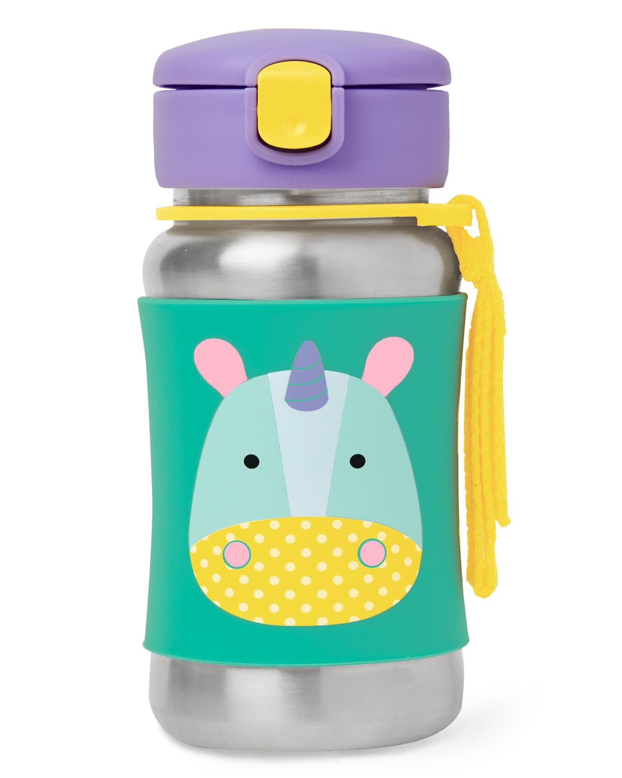 Skip Hop Zoo Stainless Steel Straw Bottle - Insulated Kids Water Bottle with Leak-Proof Lid, BPA-Free & Eco-Friendly - Perfect for School, Travel & Outdoor Activities