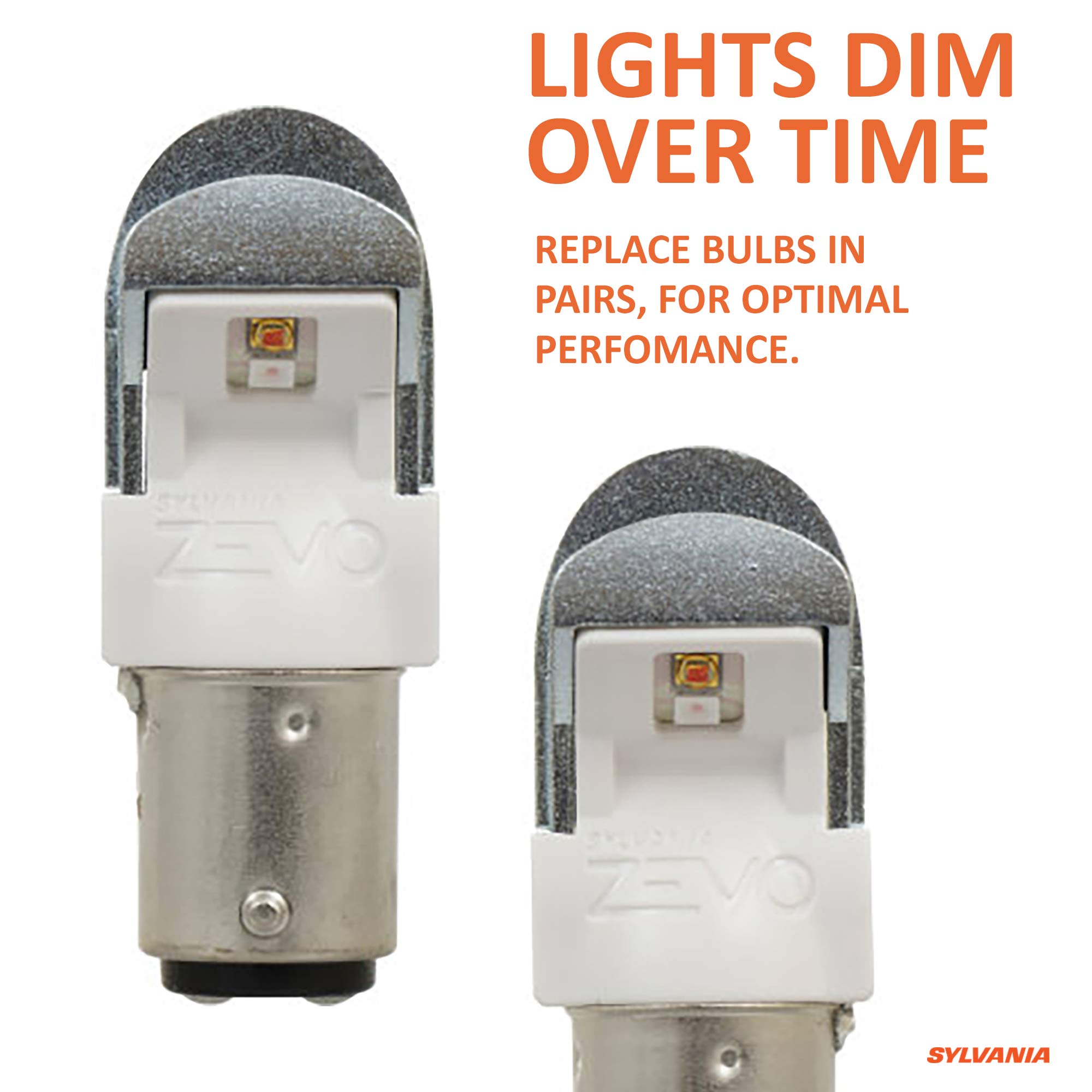 SYLVANIA 2357 ZEVO LED Amber Bulb - Bright Park & Turn Lights (2-Pack) for Cars & Trucks