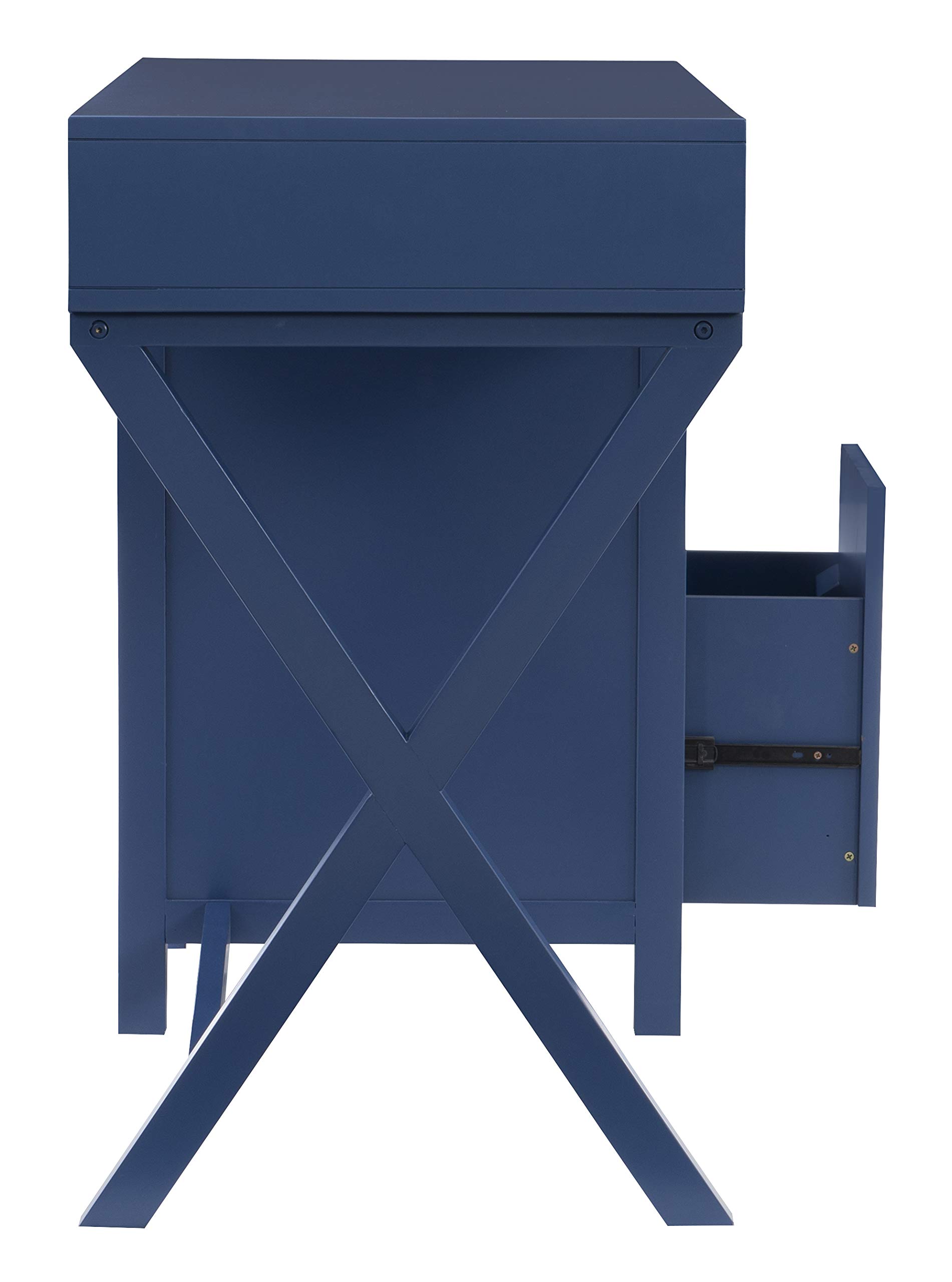 Linon Sadie Navy Blue Modern Classic Side Storage Desk - Stylish Home Office Furniture with Drawers for Organization | Perfect for Small Spaces, Dorm Rooms & Workspaces