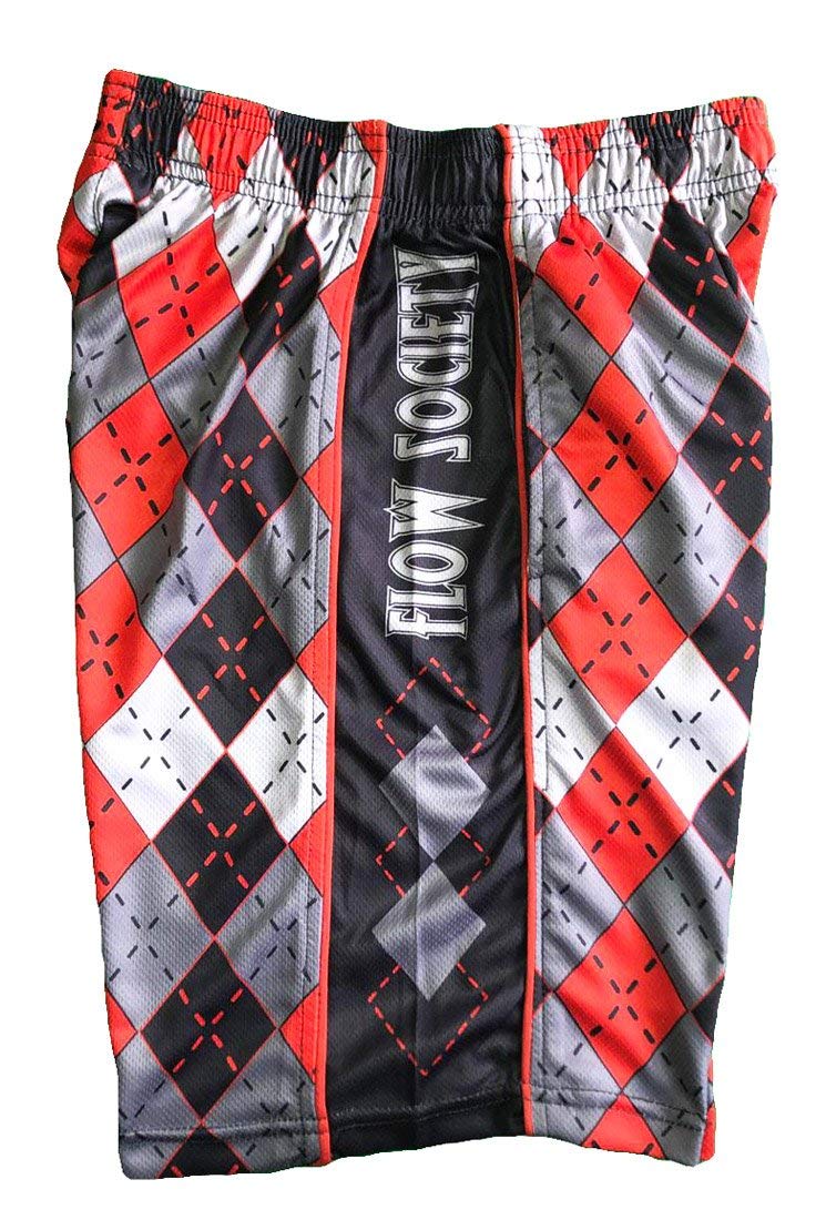 Flow Society Men's Red, White & Blue Argyle Athletic Shorts - Lightweight & Breathable for Gym, Running & Casual Wear