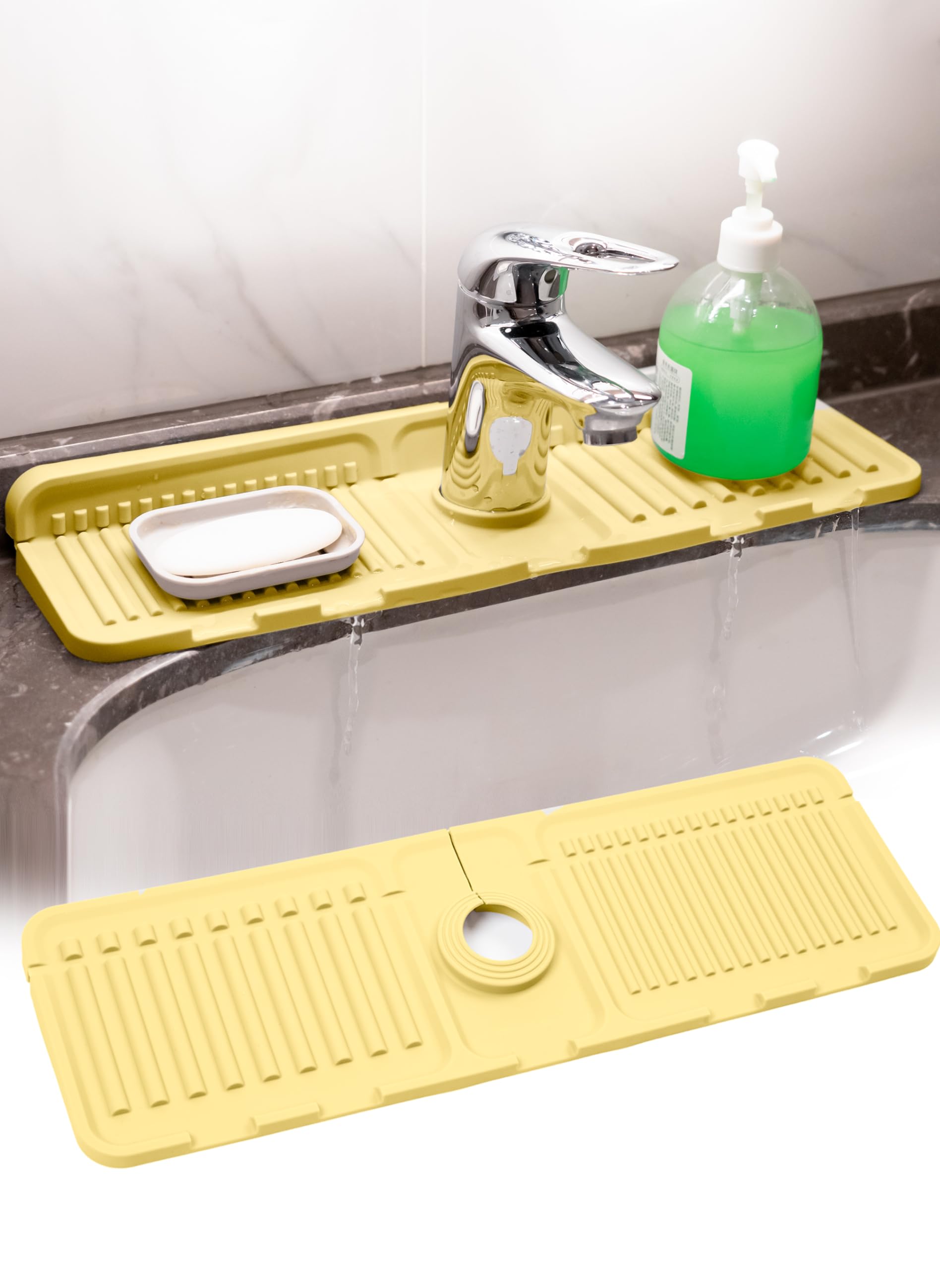 ARCLIBER Silicone Kitchen Sink Splash Guard with Drip Catcher Tray - 17.3