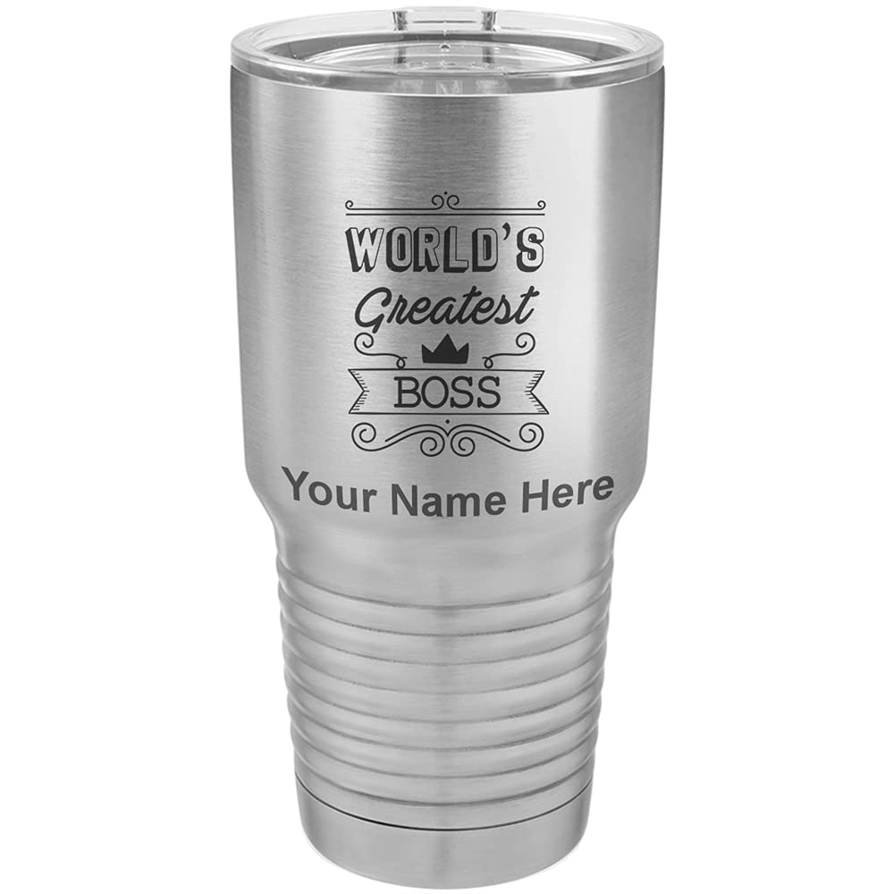 LaserGram 30oz Vacuum Insulated Stainless Steel Tumbler Mug with Personalized Engraving - Perfect Gift for Bosses, Office & Outdoor Use - Keeps Drinks Hot/Cold for Hours