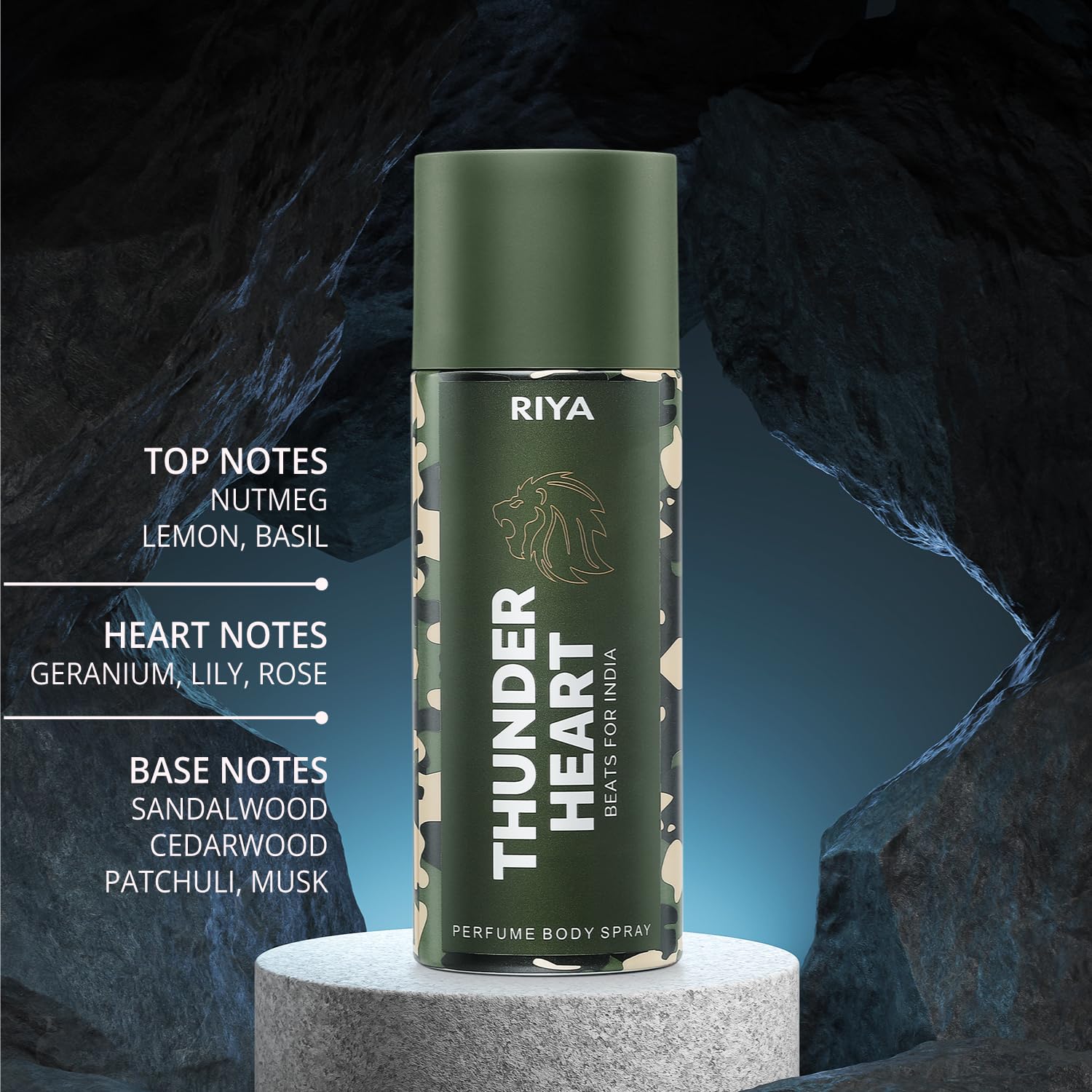 Riya Thunderheart Beats for India Deodorant Body Spray - Long Lasting Fragrance, White & Green Scent, Heartbeat of India (Pack of 2 x 150ml) | Fresh All Day, Gym & Outdoor Use