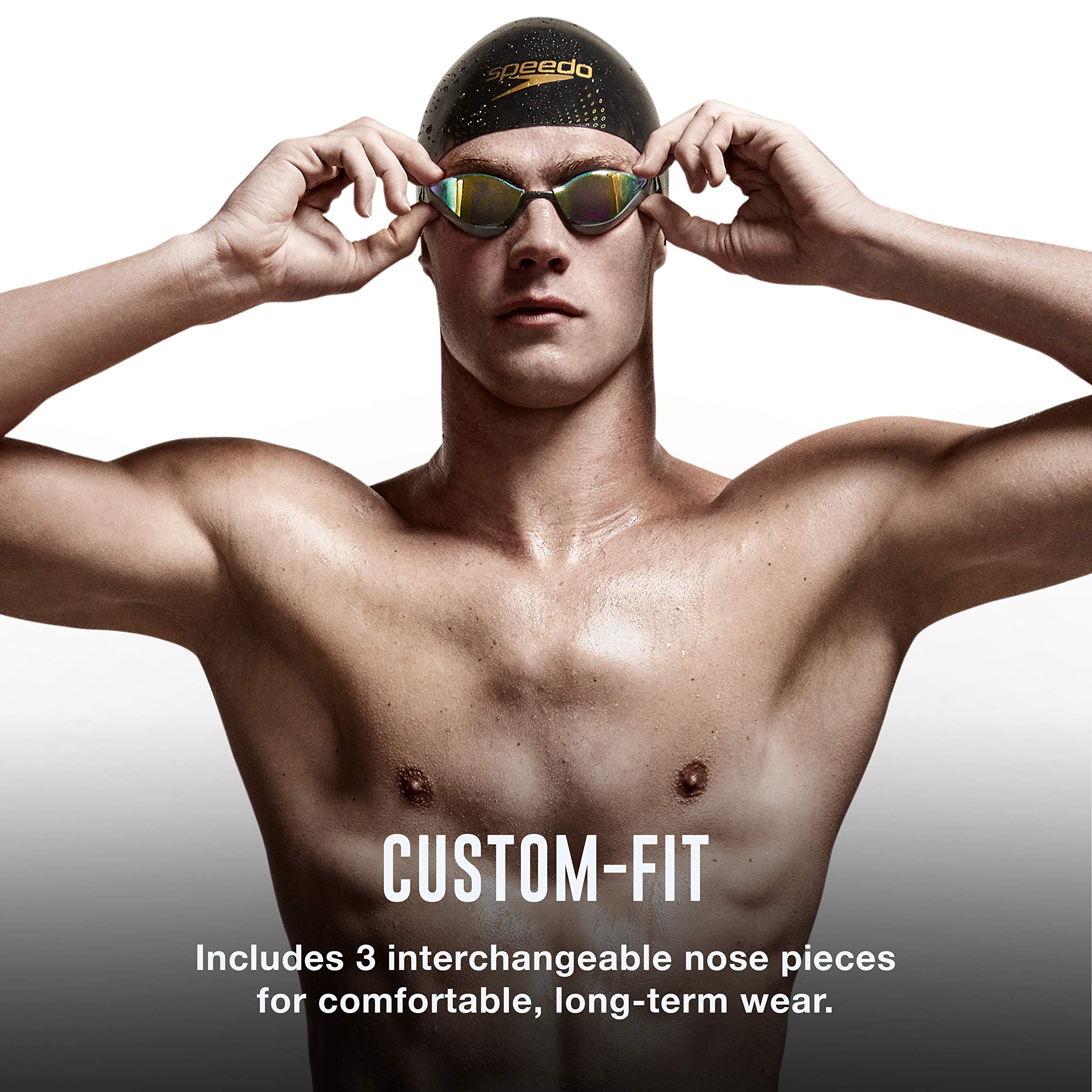 Speedo Unisex Adult Mirrored Fastskin Pure Focus Swim Goggles - UV Protection & Anti-Fog for Competitive Swimming, Triathlon & Pool Training
