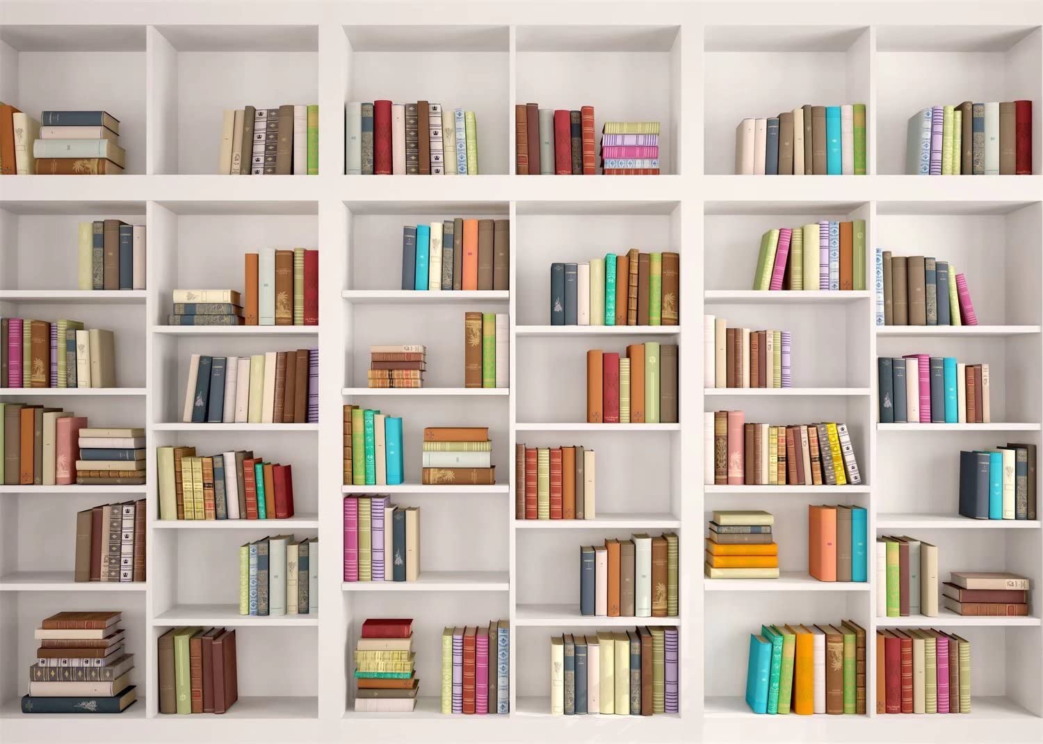 BELECO 8x6ft White Fabric Modern Bookshelf Backdrop - Photo Background for Video Conference, Zoom Meetings, Home Office Decor, Online Teaching & Telecommuting | Perfect for Professional Calls, Content Creation & Virtual Classrooms
