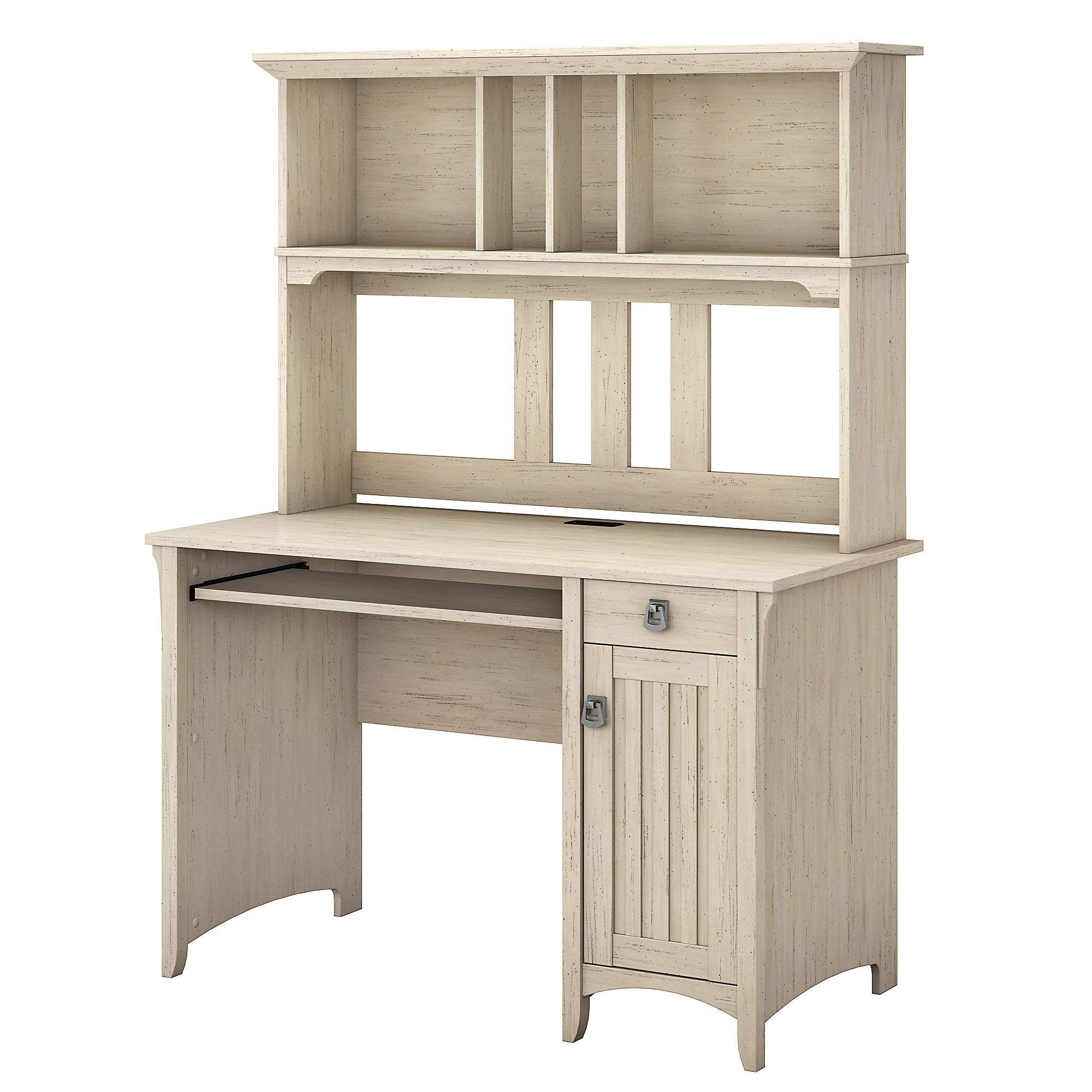 Bush Furniture Salinas Small Computer Desk with Hutch in Antique White - Compact Home Office Desk for Small Spaces, Study & Workstation Setup