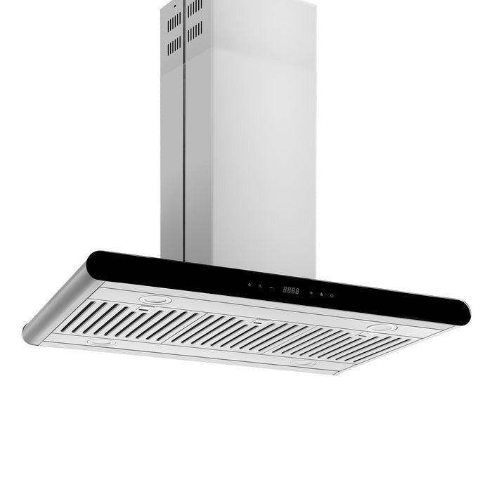 Empava 36 Inch Stainless Steel Ducted Island Mount Range Hood - 36RH10 - Powerful Kitchen Ventilation for Open Concept Homes & Modern Kitchens
