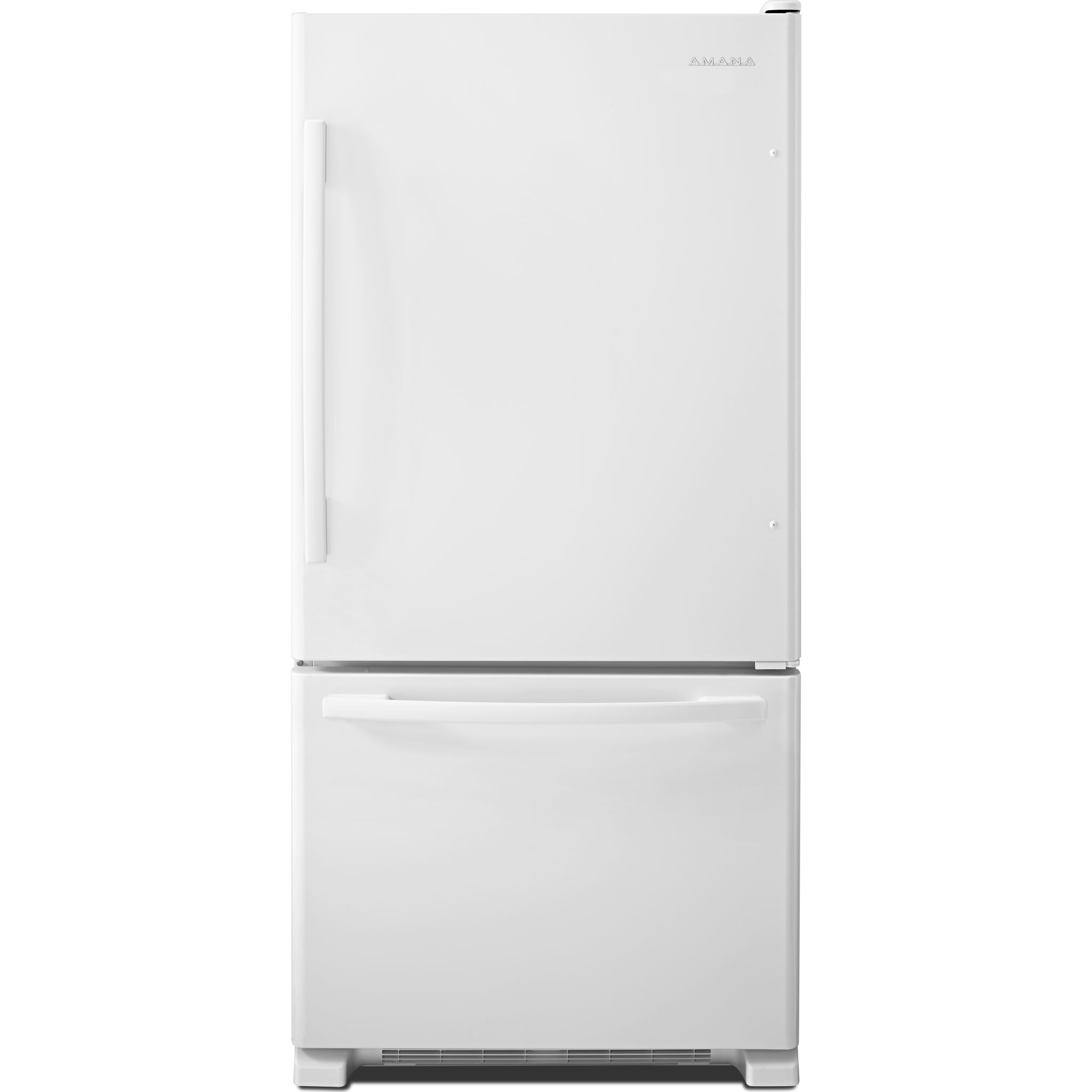 Amana ABB2224BRW 24-Inch Bottom Mount Refrigerator in White - Energy Efficient, Spacious Design for Kitchens, Apartments & Small Spaces