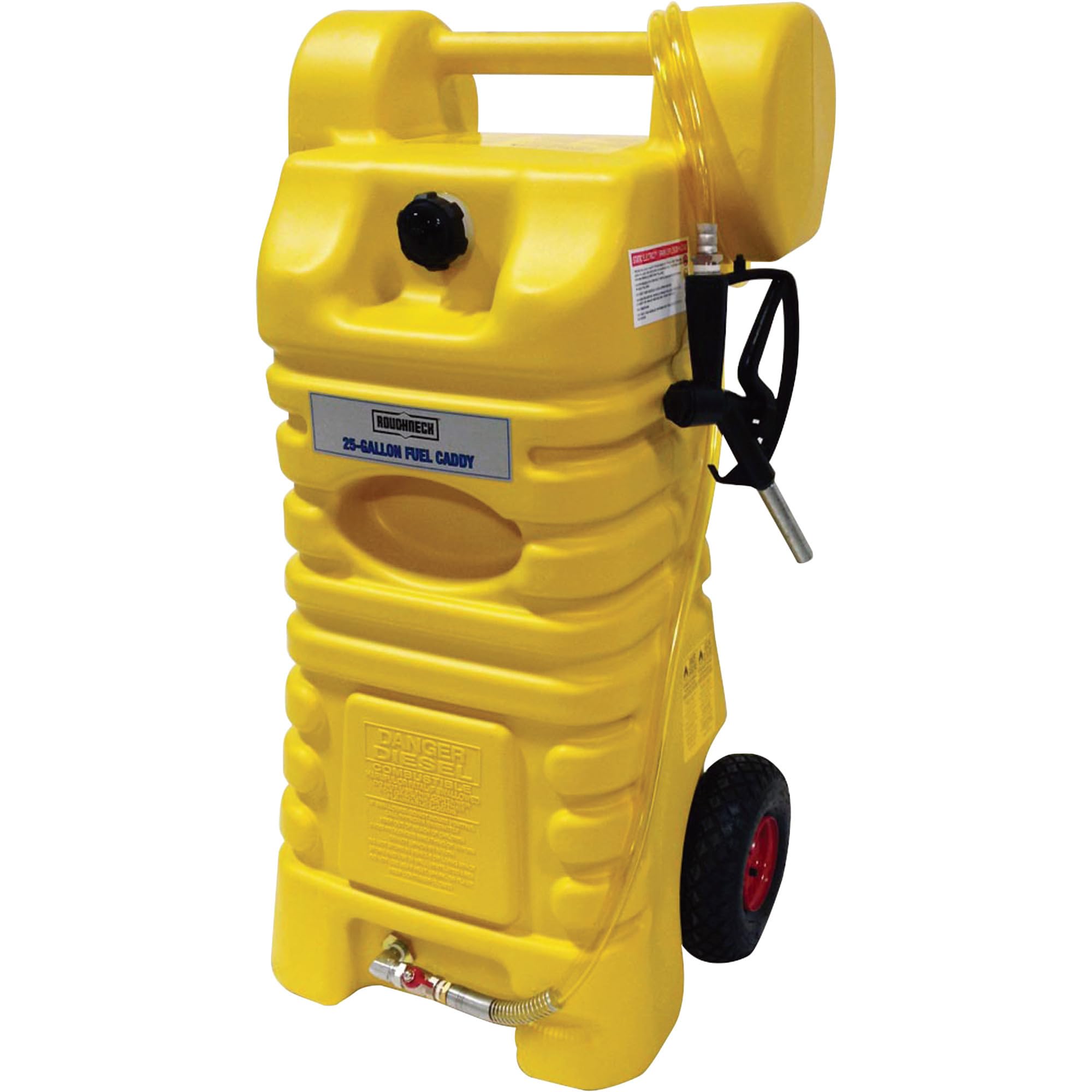 25-Gallon Roughneck Gas Caddy with Heavy-Duty Poly Construction - Portable Fuel Storage for Lawn Mowers, Generators & Outdoor Equipment
