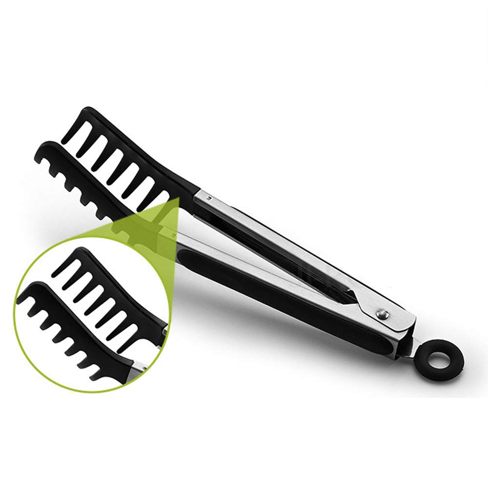 Premium Silicone Pasta Tongs - Non-Slip Cooking & Serving Tongs for Spaghetti, Noodles, Salad - Heat Resistant & Easy Grip Kitchen Utensil (Grey) - Perfect for Italian Cooking, BBQ, Buffet Serving & Salad Tossing