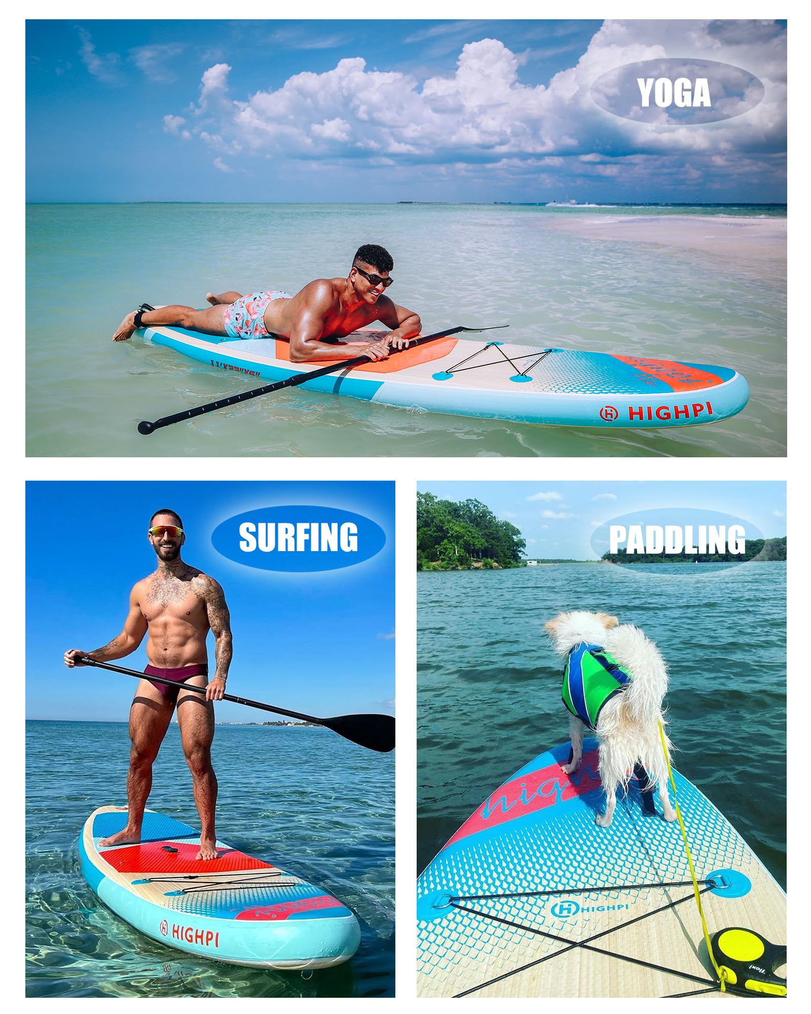 Premium Inflatable Stand Up Paddle Board 11'x33''x6'' - Wide Stance SUP with Non-Slip Deck, Surf Control, Backpack, Leash, Paddle & Pump - Stable Standing Boat for Youth & Adults - Perfect for Lakes, Rivers & Ocean Recreation