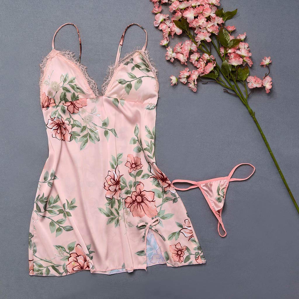 Sexy Lace Lingerie Sleepwear for Women - Floral Jumpsuit Bandage Outfit (Pink, Medium) | Perfect for Valentine's Day, Romantic Nights & Boudoir Photography