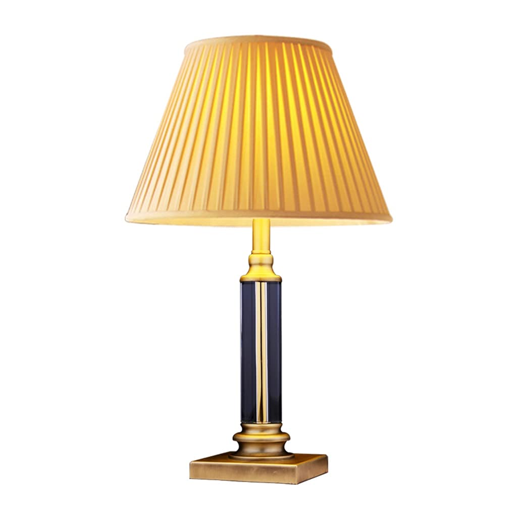Vintage Copper Crystal Table Lamp - Minimalist Black Bedroom Light for Study & Living Room - American Country Style All-Copper Desk Lamp (36.65