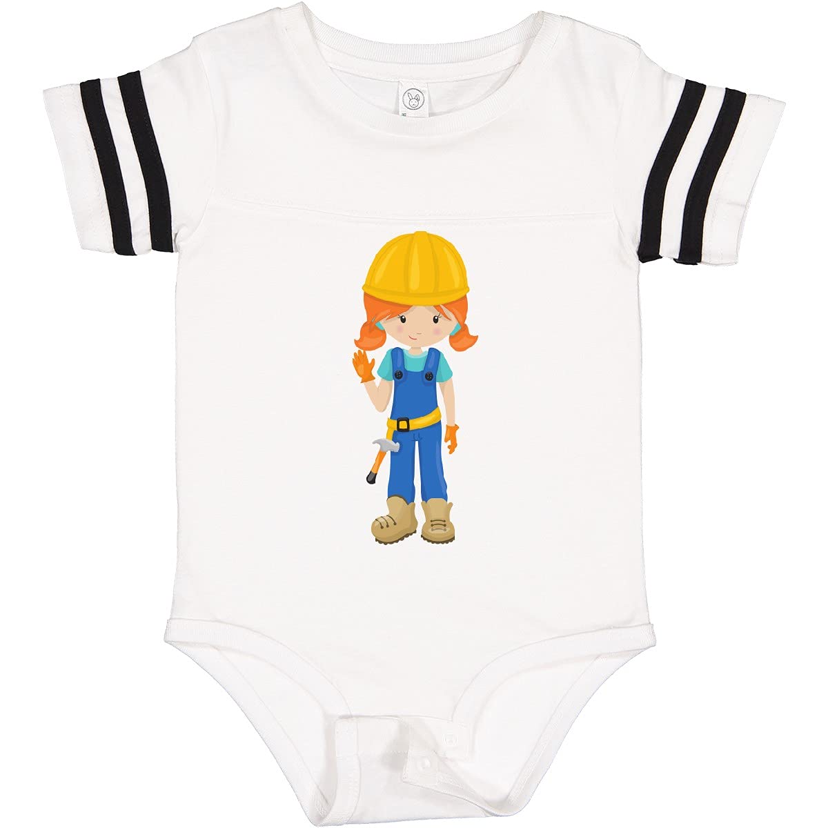 Inktastic Construction Girl Orange Hair Baby Bodysuit - Cute Hammer Design for Toddlers - Perfect for Playtime, Construction Themed Parties & Everyday Wear