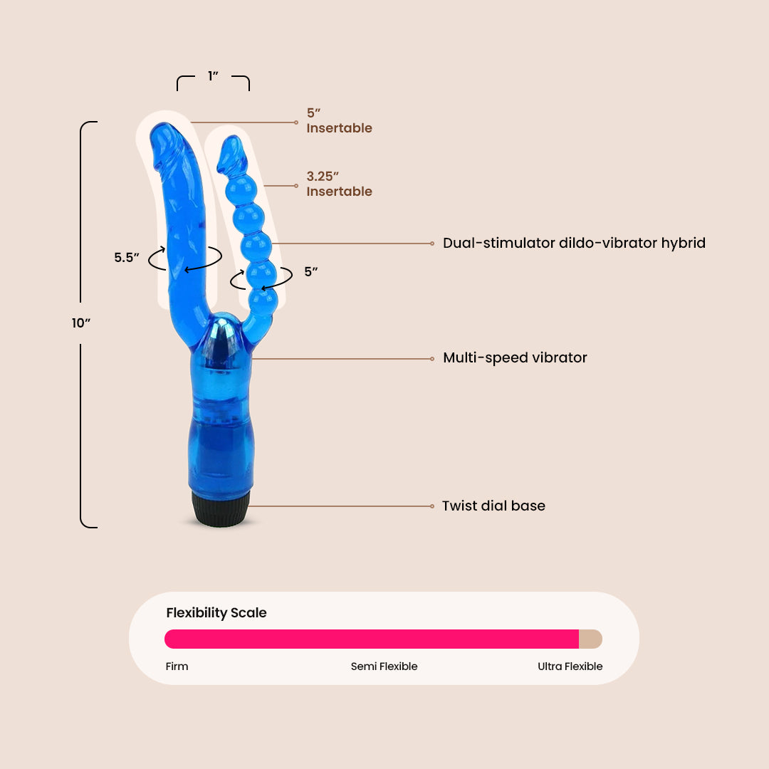 CalExotics Dual Penetrator Vibrator - Powerful Dual Beads & Dildo for Women | G-Spot & Clitoral Stimulation | Perfect for Couples Play & Solo Pleasure